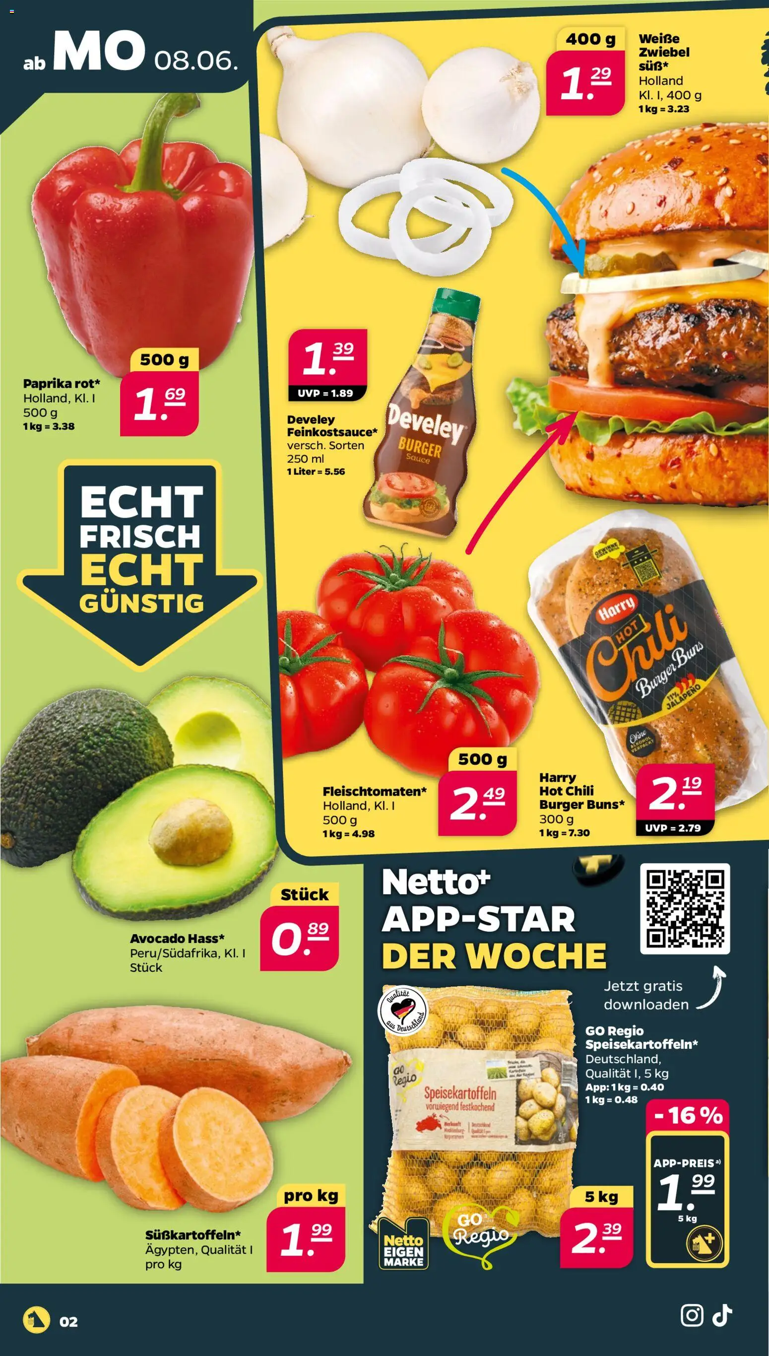 Netto Prospekt – gültig ab 08.06.2026 | Seite: 2 | Produkte: Burger, Avocado, Paprika, Chili