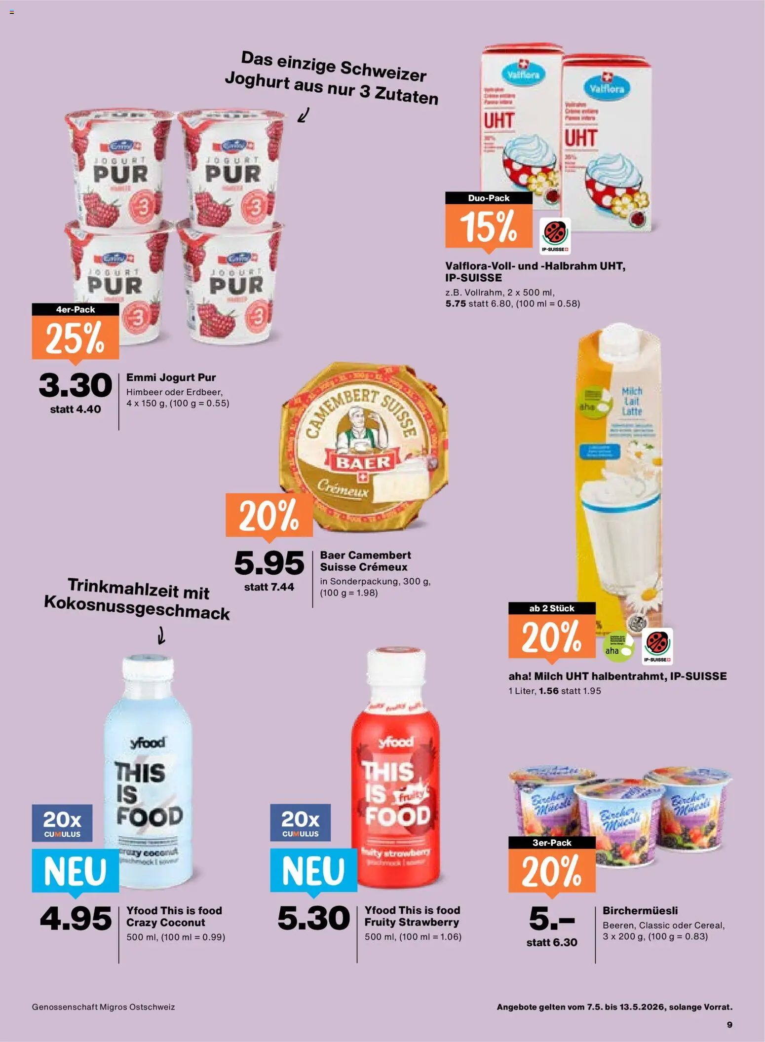 Migros aktionen – gültig ab 07.05.2026 | Seite: 9 | Produkte: Milch, Joghurt