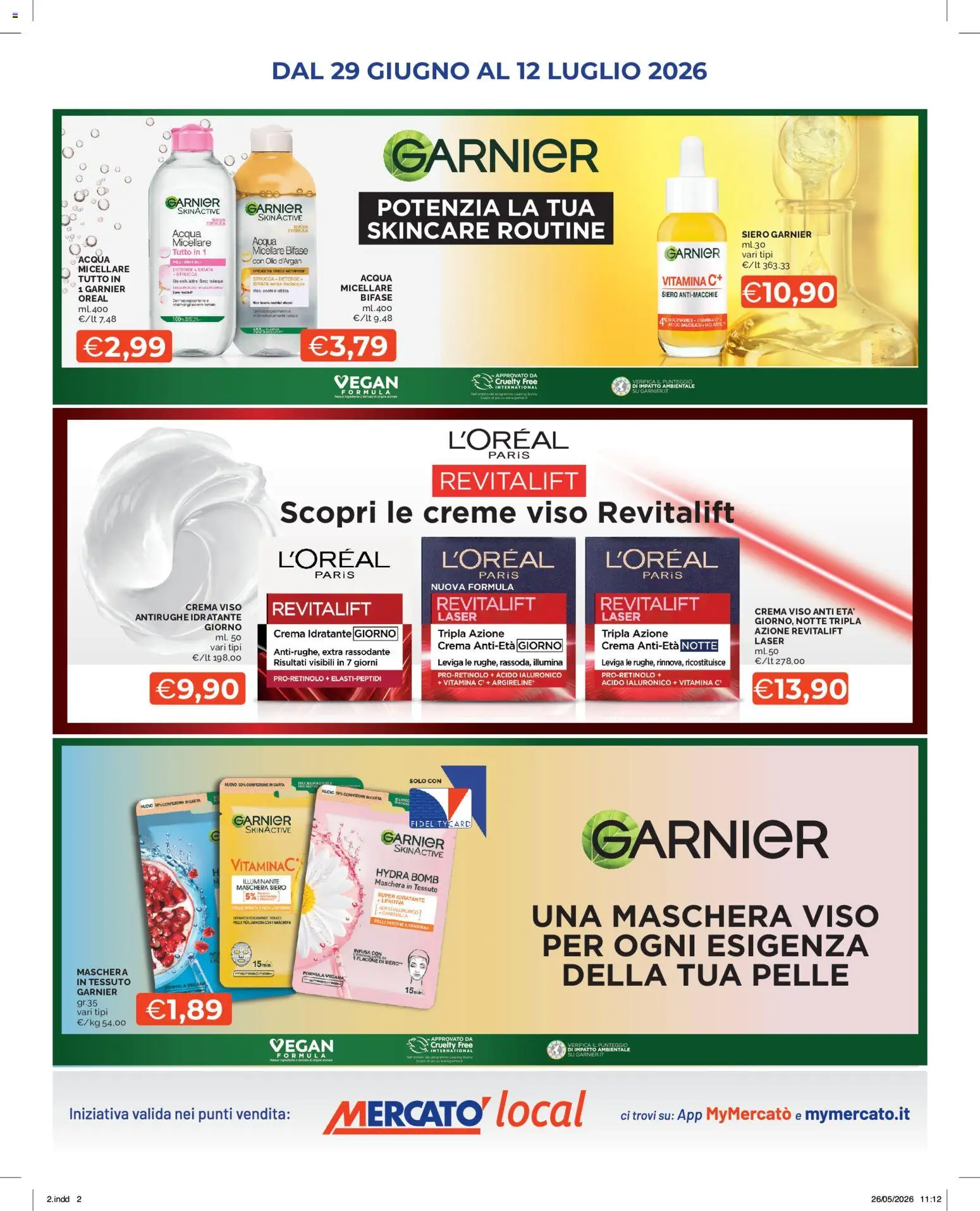 Volantino Mercatò del 29/06/2026 | Pagina: 2 | Prodotti: Illuminante, Crema viso, Acqua, Olio
