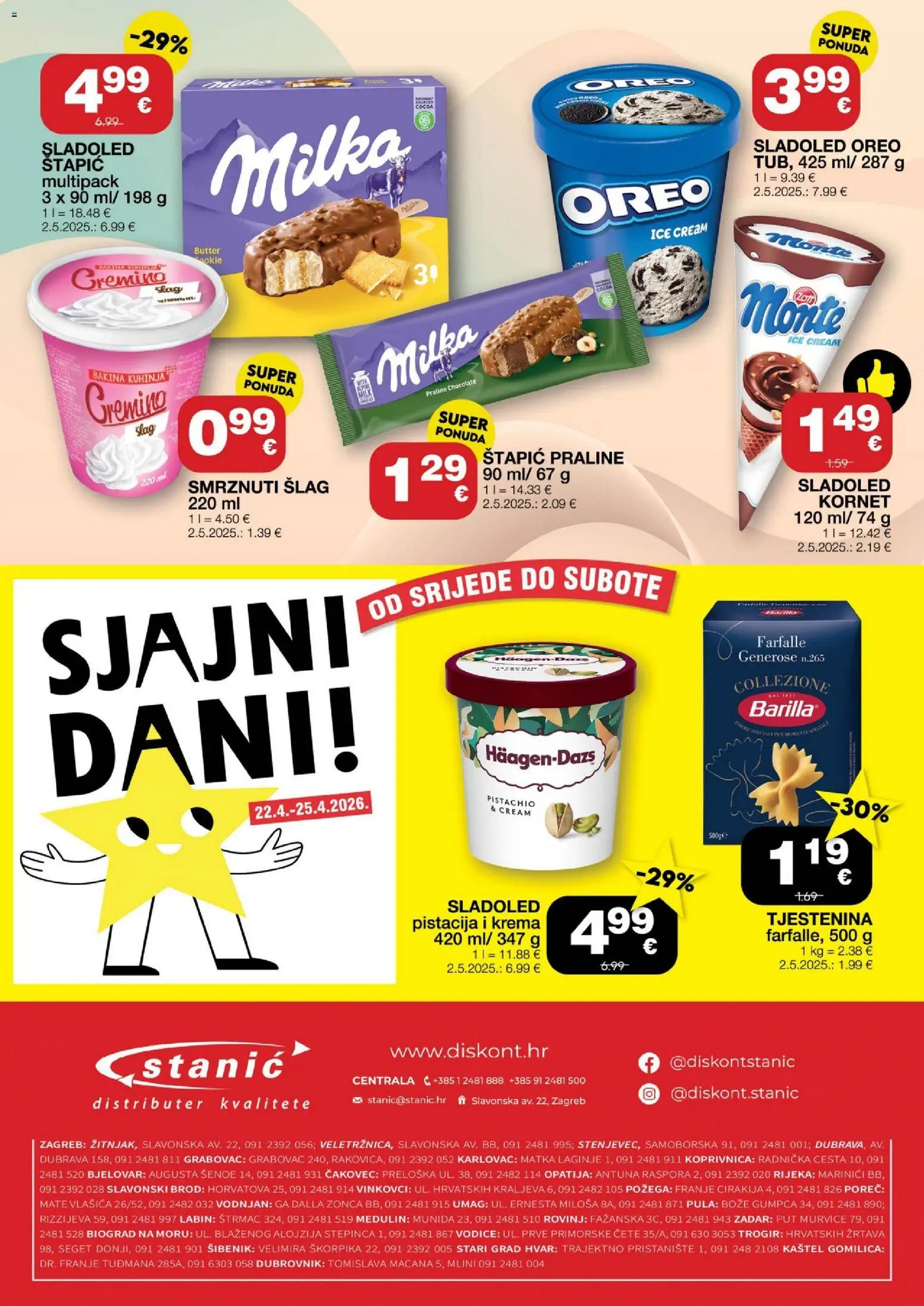Stanić Diskont katalog | vrijedi od 16.04.2026 | Stranica: 16 | Proizvodi: Praline, Tjestenina, Milka, Kuhinja