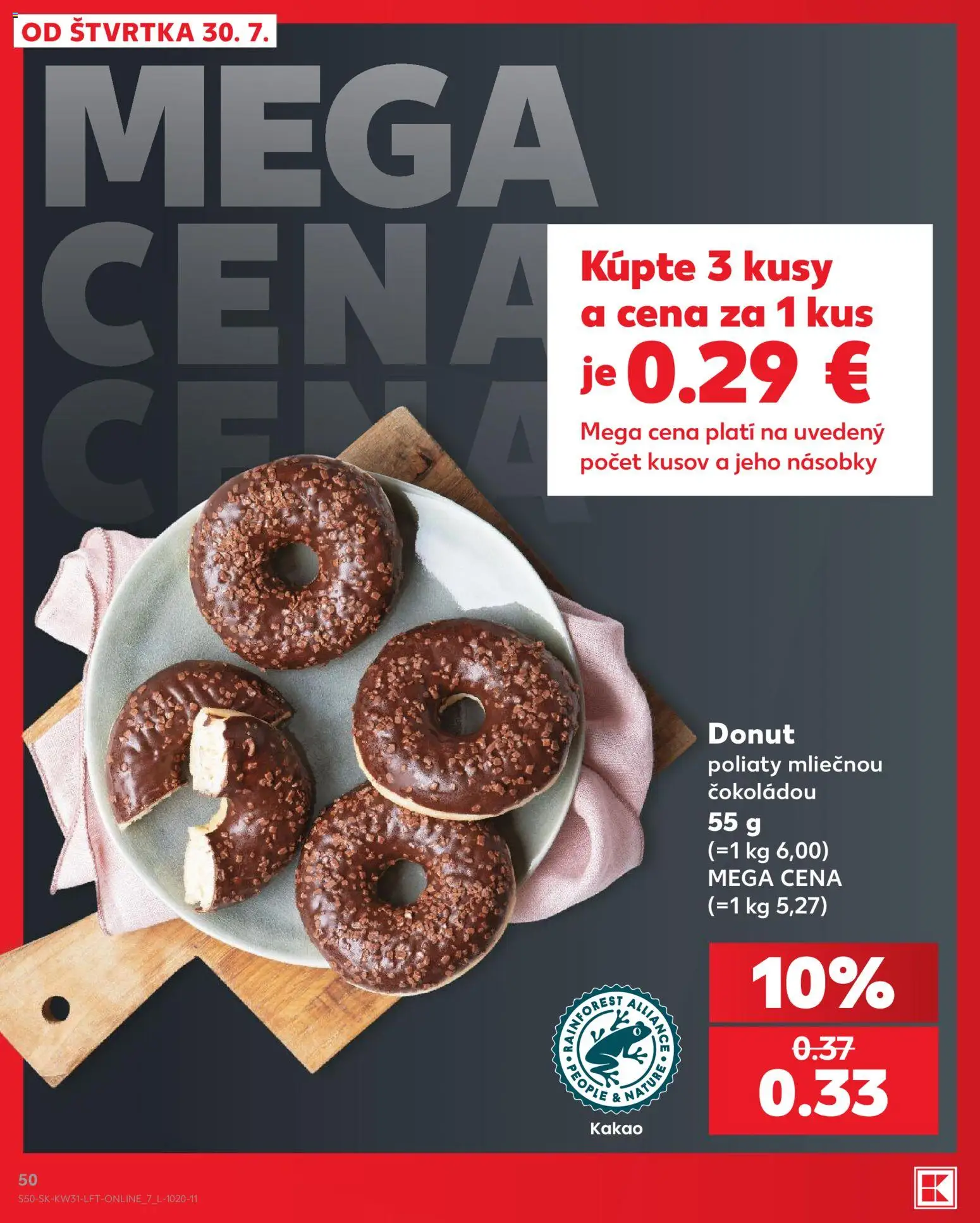 Nové Kaufland akcie – leták je platný od 30.07.2026 | Strana: 50 | Produkty: Donut, Kakao