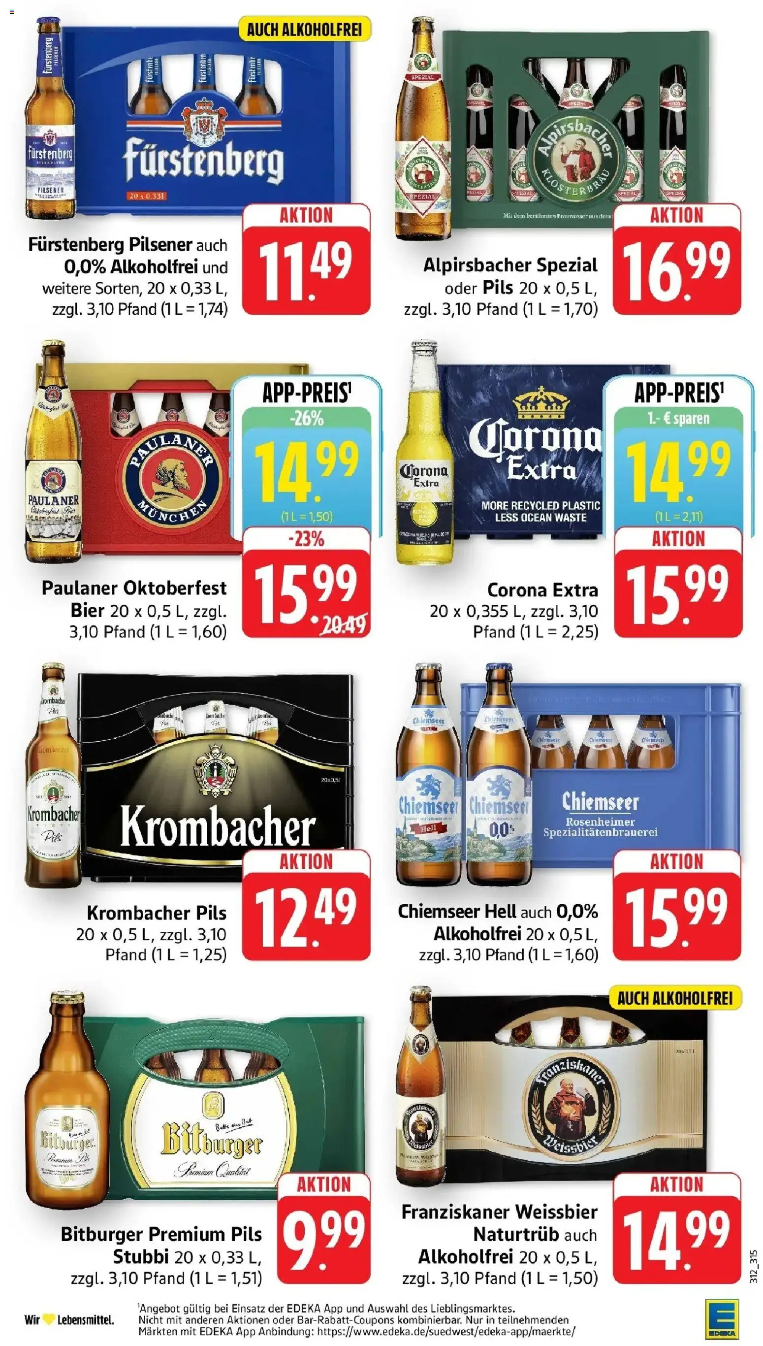 Edeka Prospekt Überlingen (ab 14.09.2026) » Angebote Online | Seite: 21 | Produkte: Bitburger, Franziskaner, Bier, Krombacher