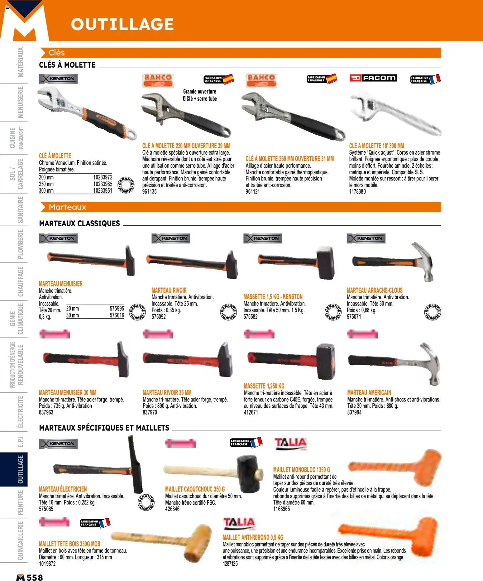 {H1} | Page: 558 | Produits: Clé, Marteau, Poids, Prise