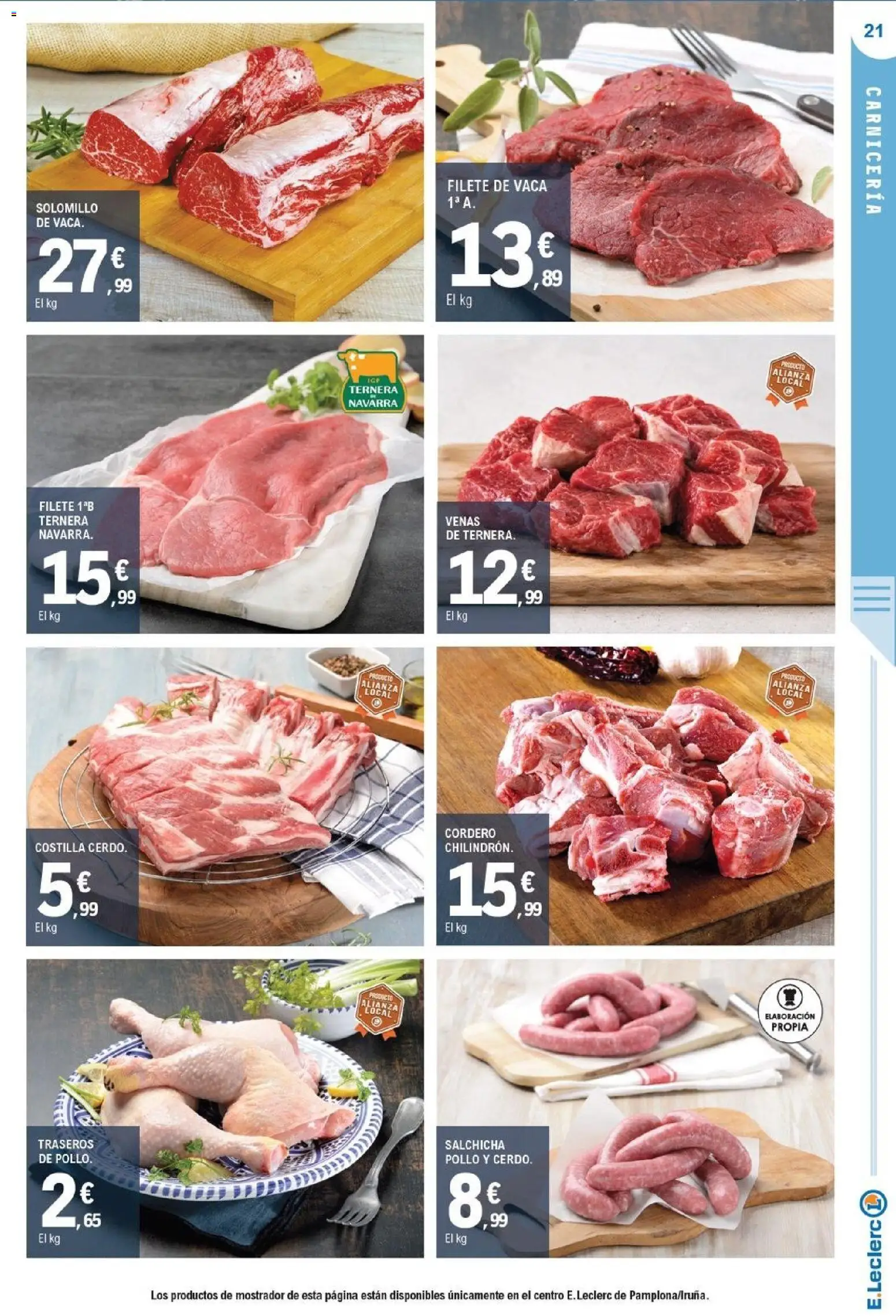 E.Leclerc - Pamplona │ válido desde el 23/09/2026 | Página: 21 | Productos: Salchicha, Cerdo, Filete, Pollo