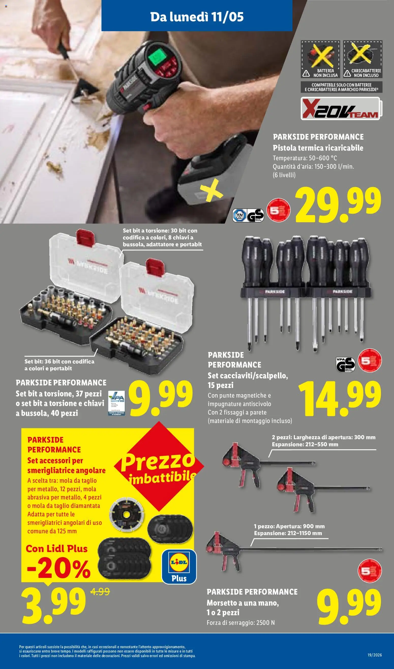 Volantino Lidl del 07.05.2026 | Pagina: 33 | Prodotti: Smerigliatrice, Batteria, Batterie, Caricabatterie