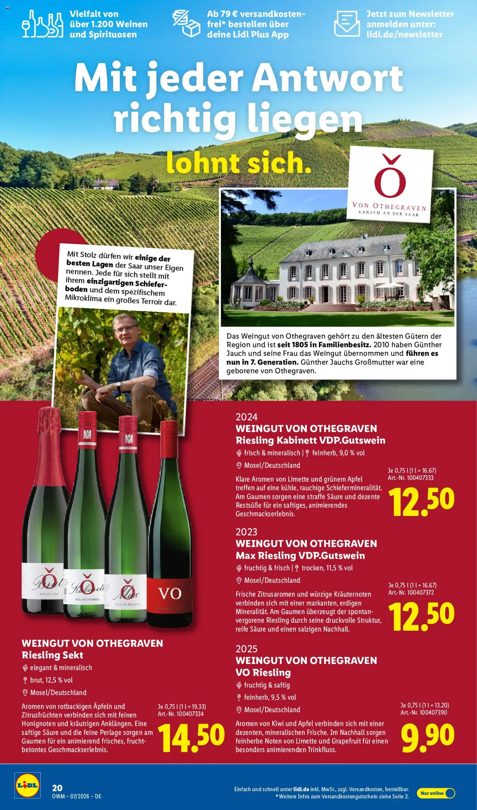Lidl Německo leták - Wein & Spirituosen od 01.07.2026 | Strana: 20 | Produkty: Kiwi, Sekt, Riesling