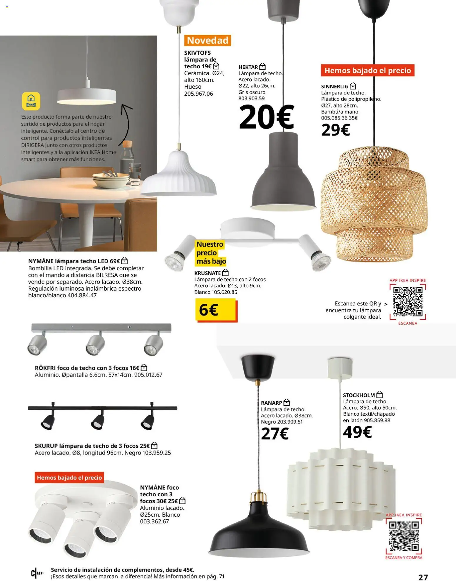 Catálogo IKEA Accesorios y decoración │ válido desde el 01/02/2026 | Página: 27 | Productos: Lámpara de techo, Bombilla, Lámpara