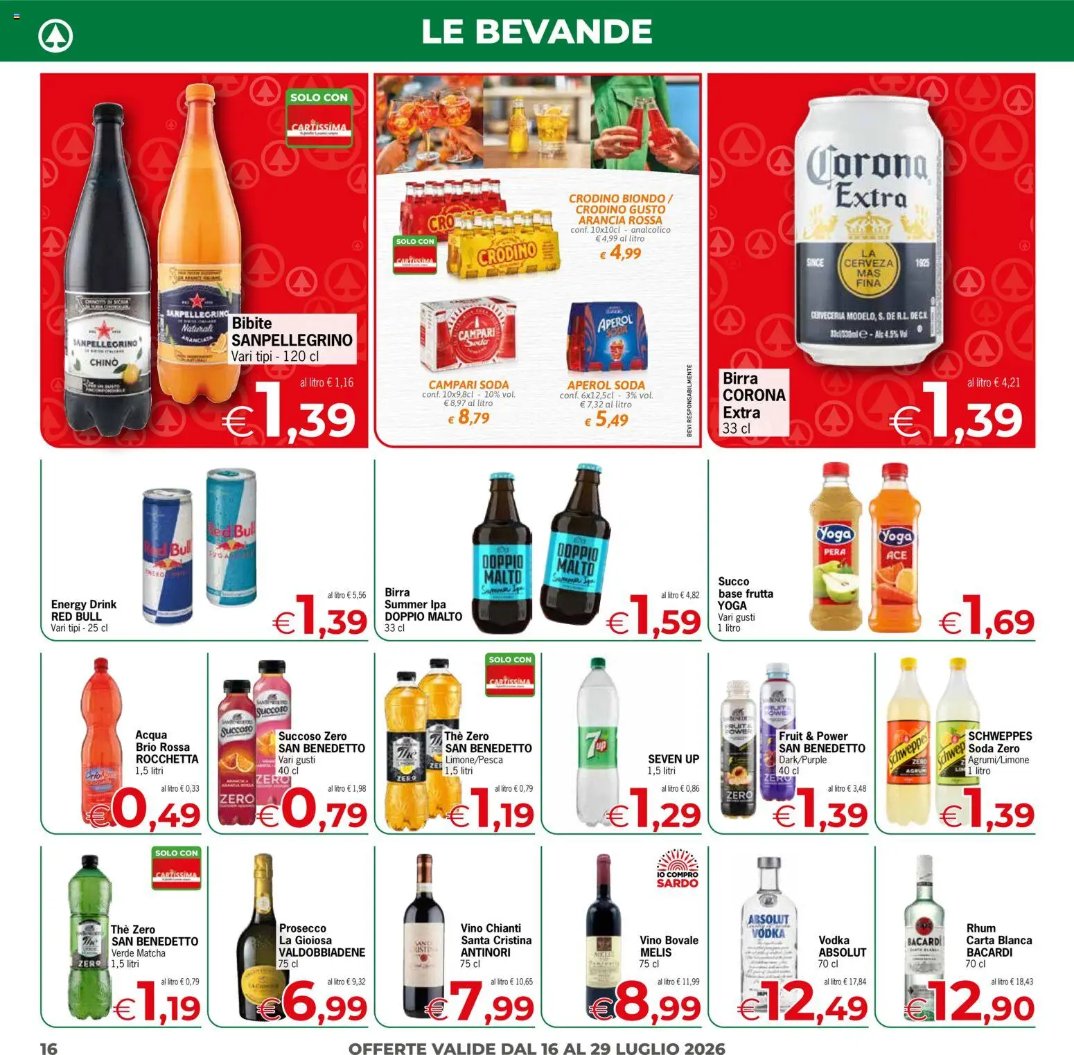 Volantino Eurospar del 16/07/2026 | Pagina: 16 | Prodotti: Prosecco, Frutta, The, Red Bull