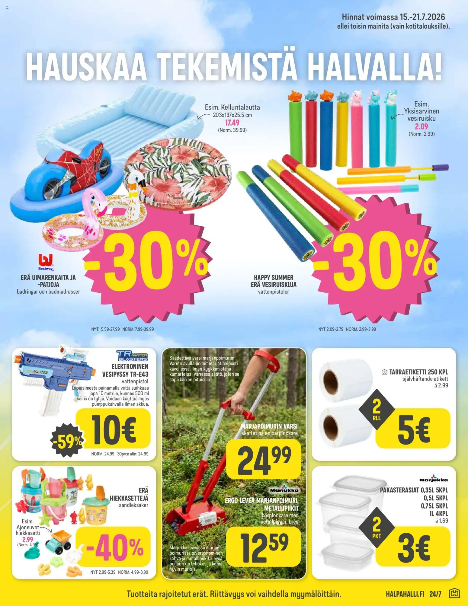 Halpa Halli tarjoukset – voimassa 15/07/2026 alkaen | Sivu: 9 | Tuotteet: Vesipyssy, Voi