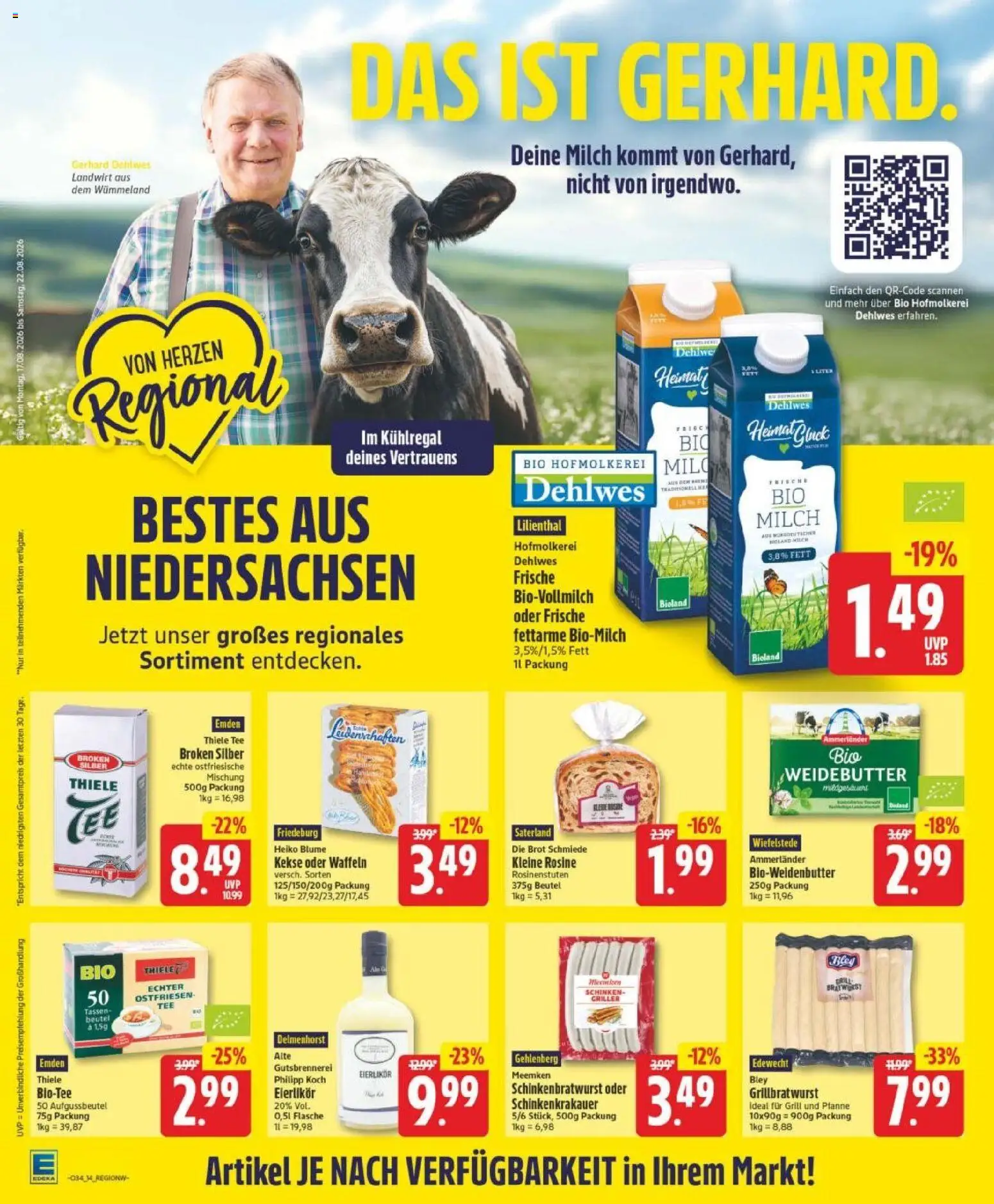 Edeka Prospekt Bremen – gültig ab 17.08.2026 | Seite: 14 | Produkte: Grill, Milch, Waffeln, Brot