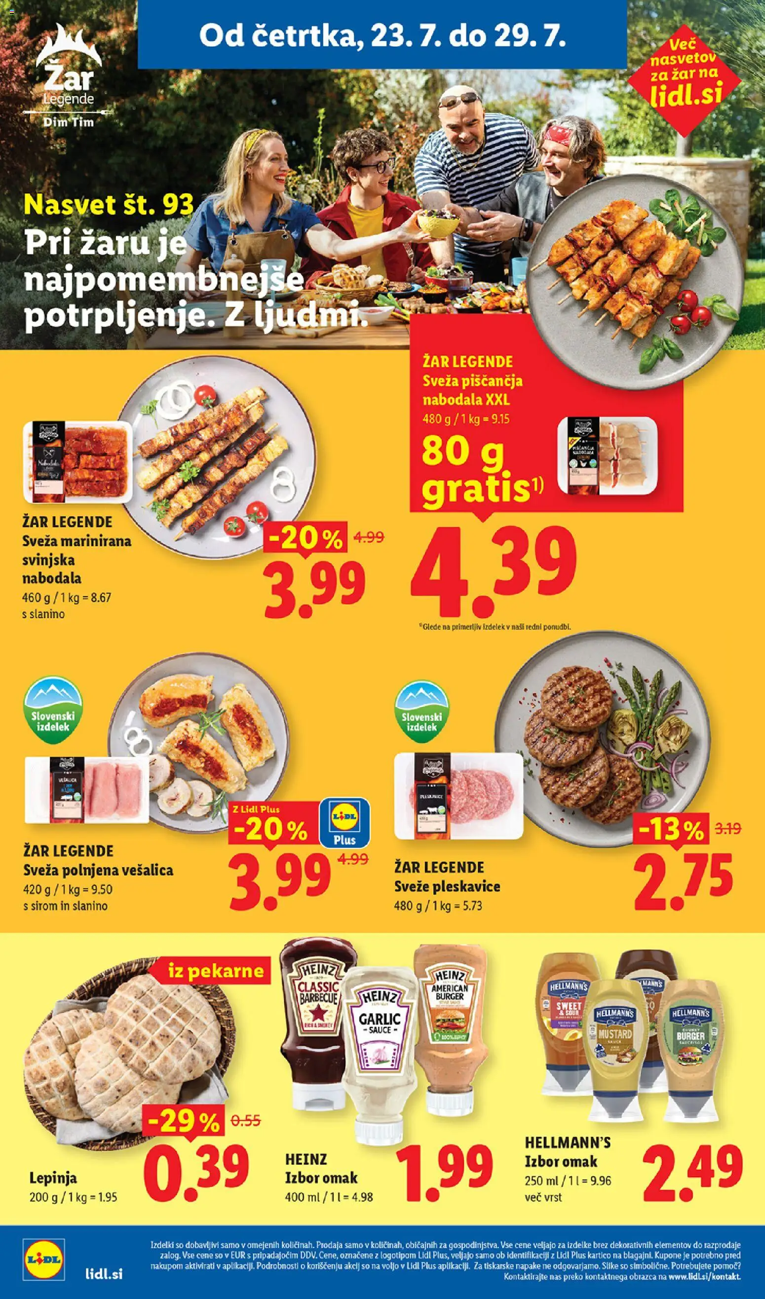 Novi Lidl katalog ponudbe – veljaven od 23.07.2026 | Stran: 10 | Izdelki: Lepinja, Zar, Pleskavice, Nabodala