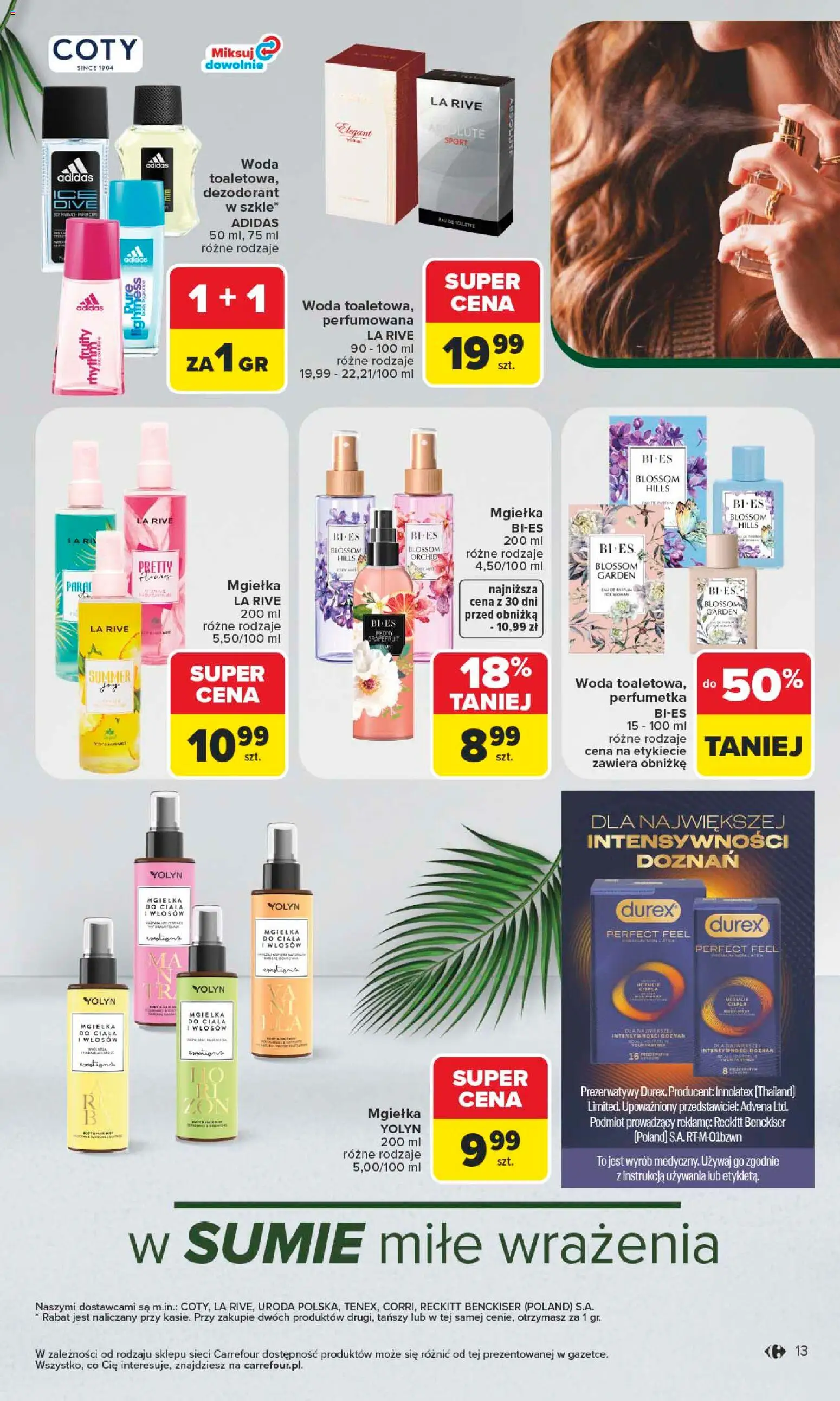 Carrefour gazetka - Latem jest pięknie od 06.07.2026 | Strona: 13 | Produkty: Prezerwatywy, Dezodorant, Woda