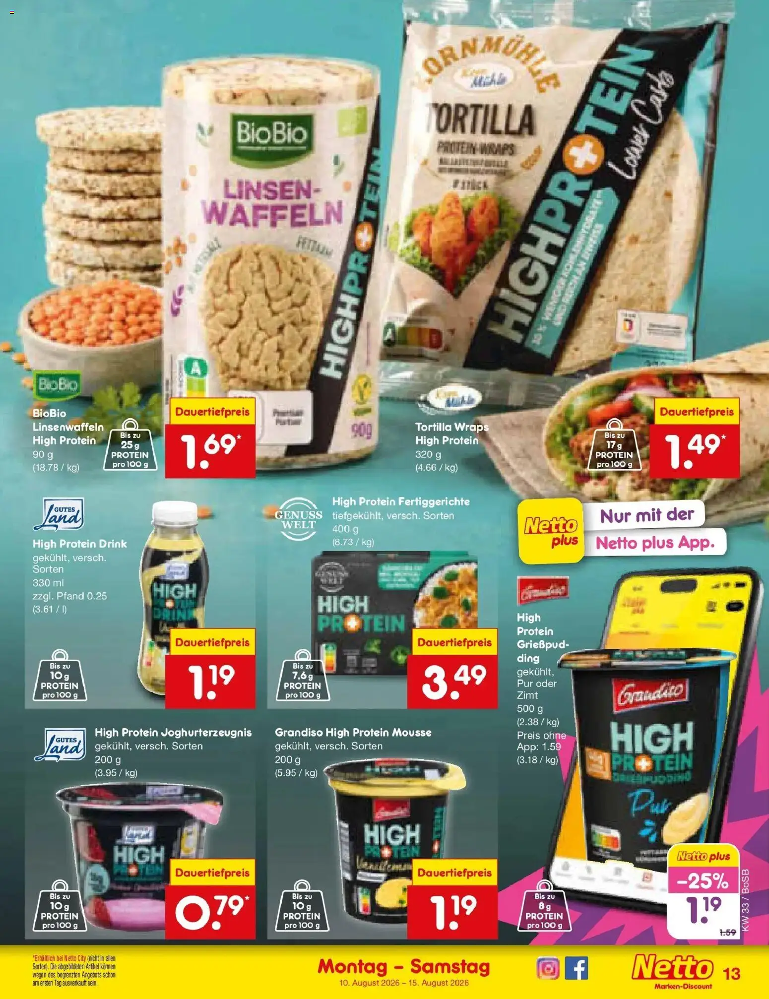 Netto Marken-Discount Prospekt Stadtlohn (ab 10.08.2026) » Angebote | Seite: 15 | Produkte: Pudding, Waffeln, Fertiggerichte