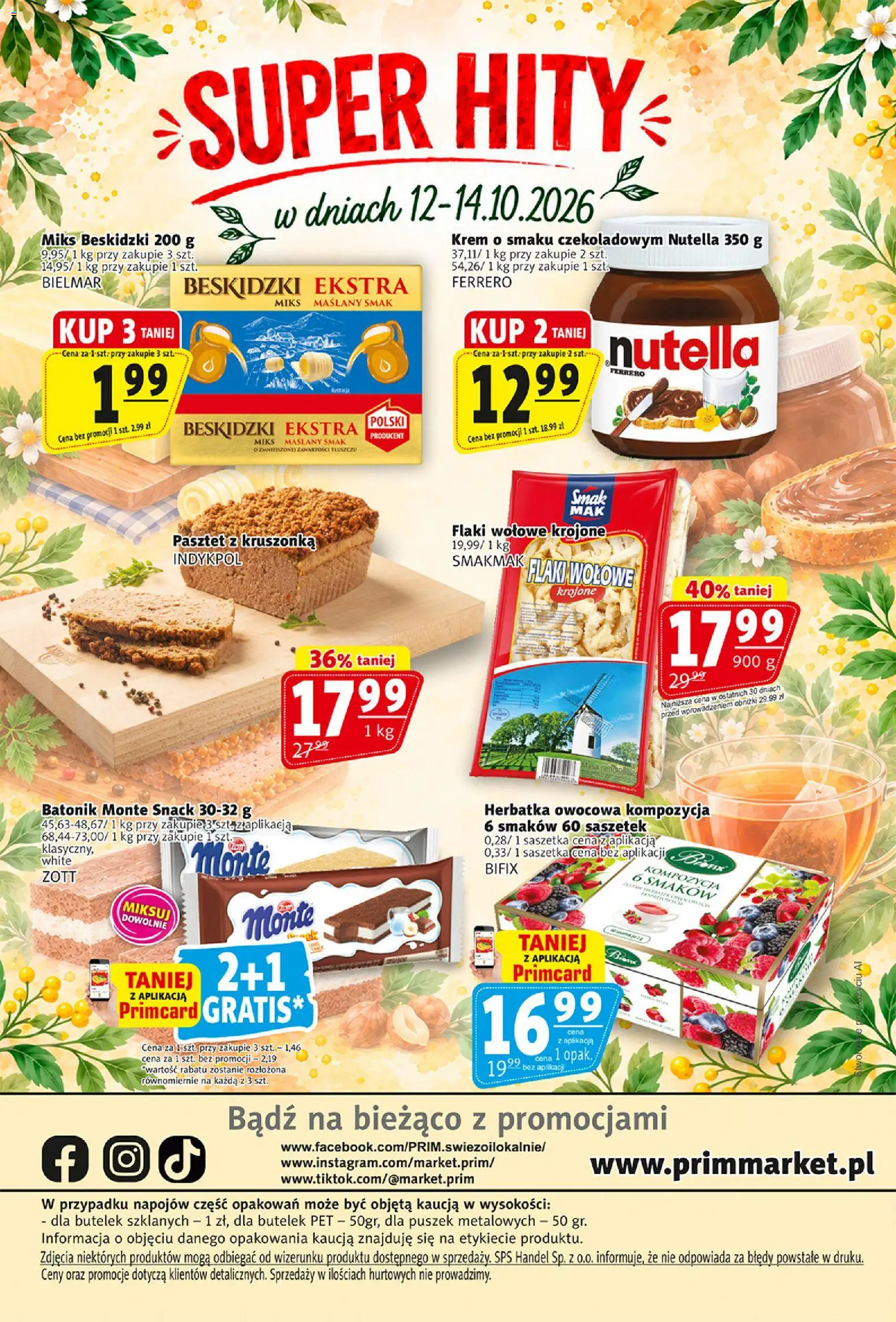 Prim Market gazetka od 08.10.2026 | Strona: 16 | Produkty: Nutella, Pasztet, Flaki, Krem