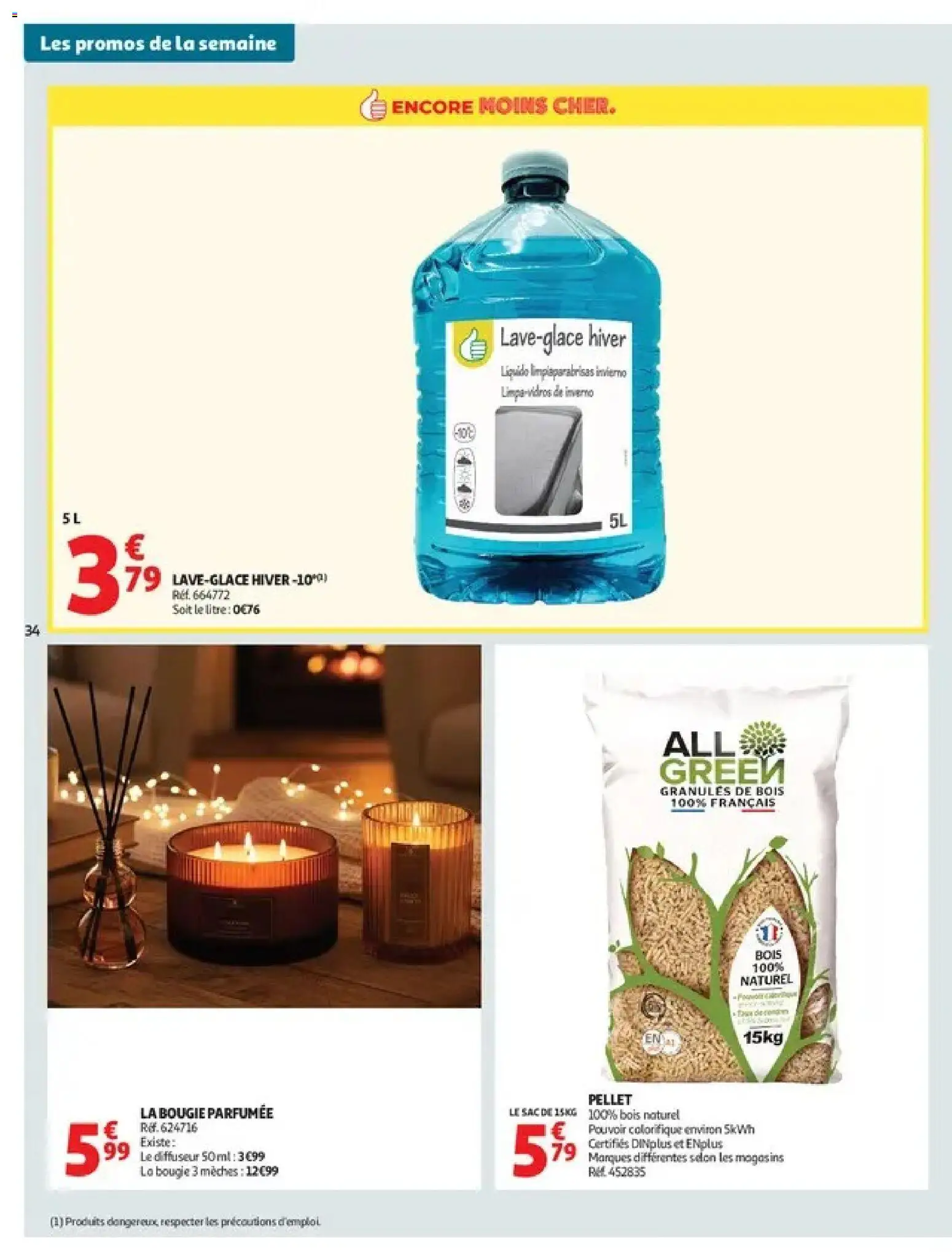 {H1} | Page: 34 | Produits: Liquide lave-glace, Liquide lave-glace hiver, Granules de bois, Bougie parfumee