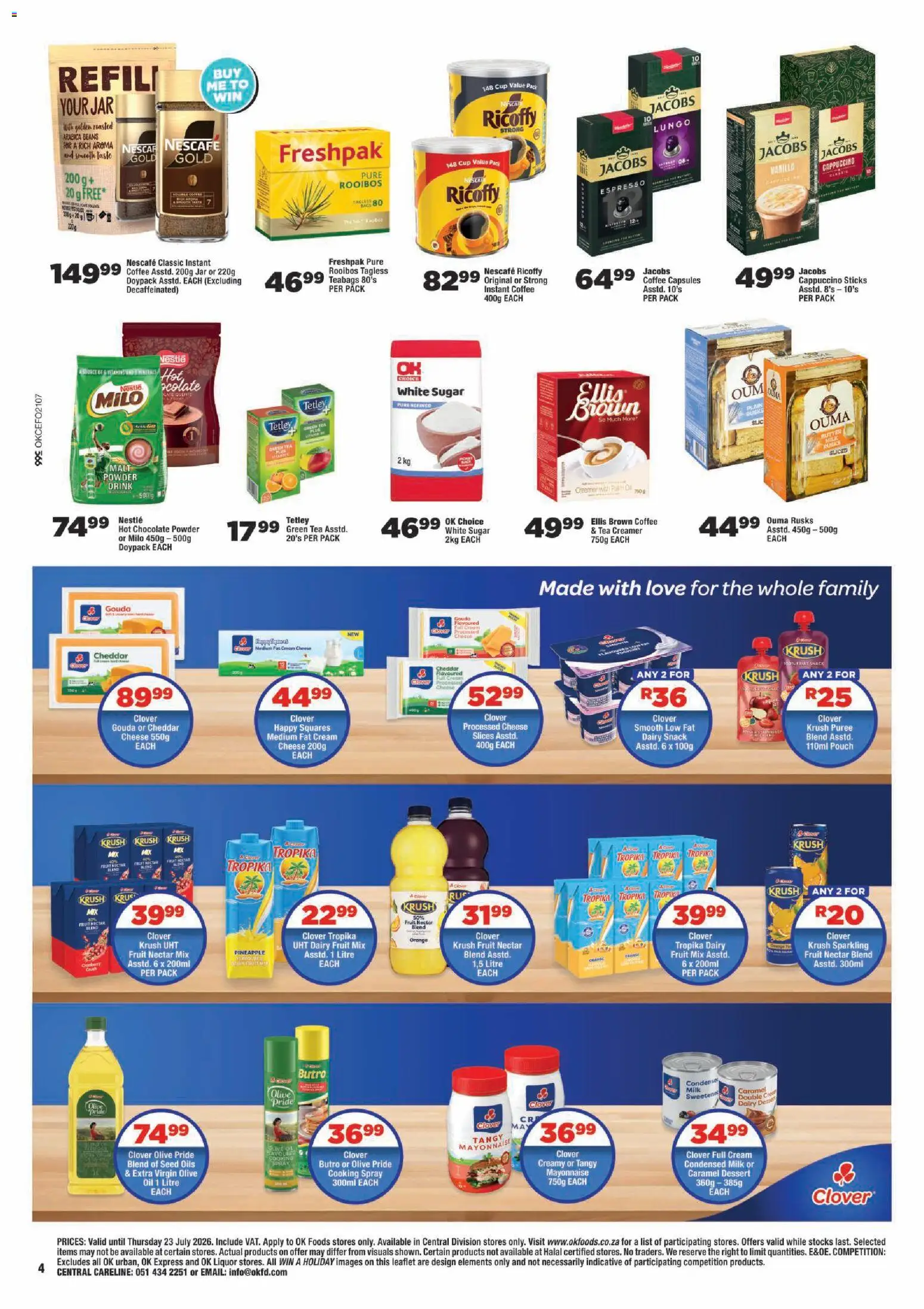 New OK Foods catalogue – valid from 15/07/2026 | Page: 4 | Products: Beans, Condensed milk, Pineapple, Caramel