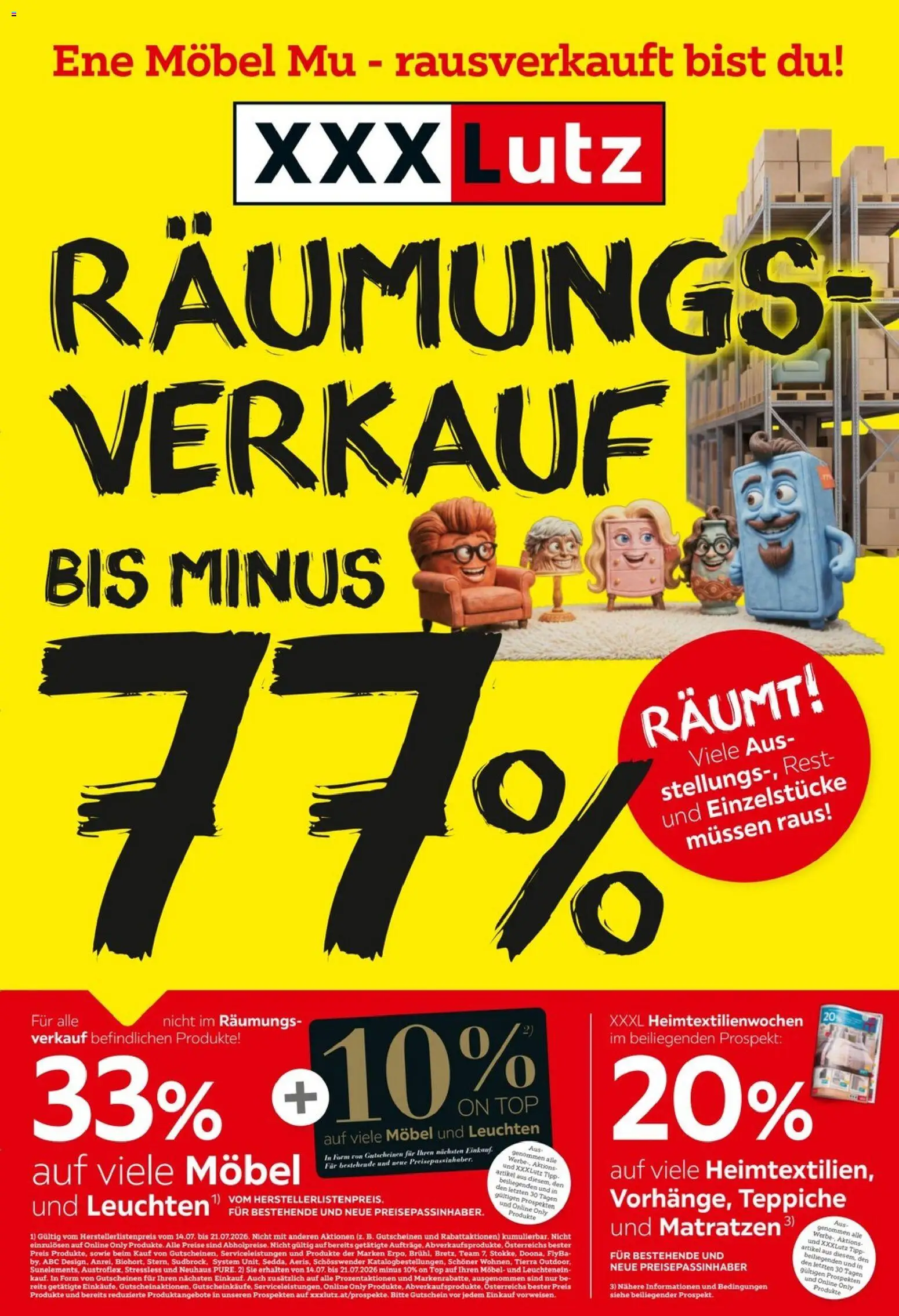 XXXLutz Räumungsverkauf gültig ab 14.07.2026 | Seite: 1