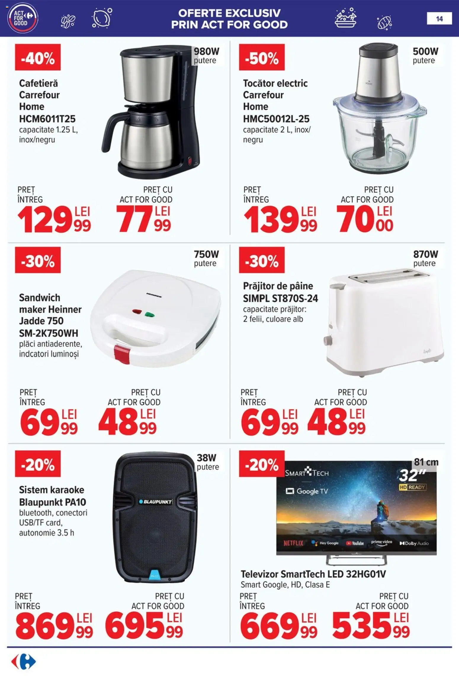 Noul catalog Carrefour – valabil de la 06.05.2026 | Pagină: 15 | Produse: Televizor, Video, Audio, Tocător