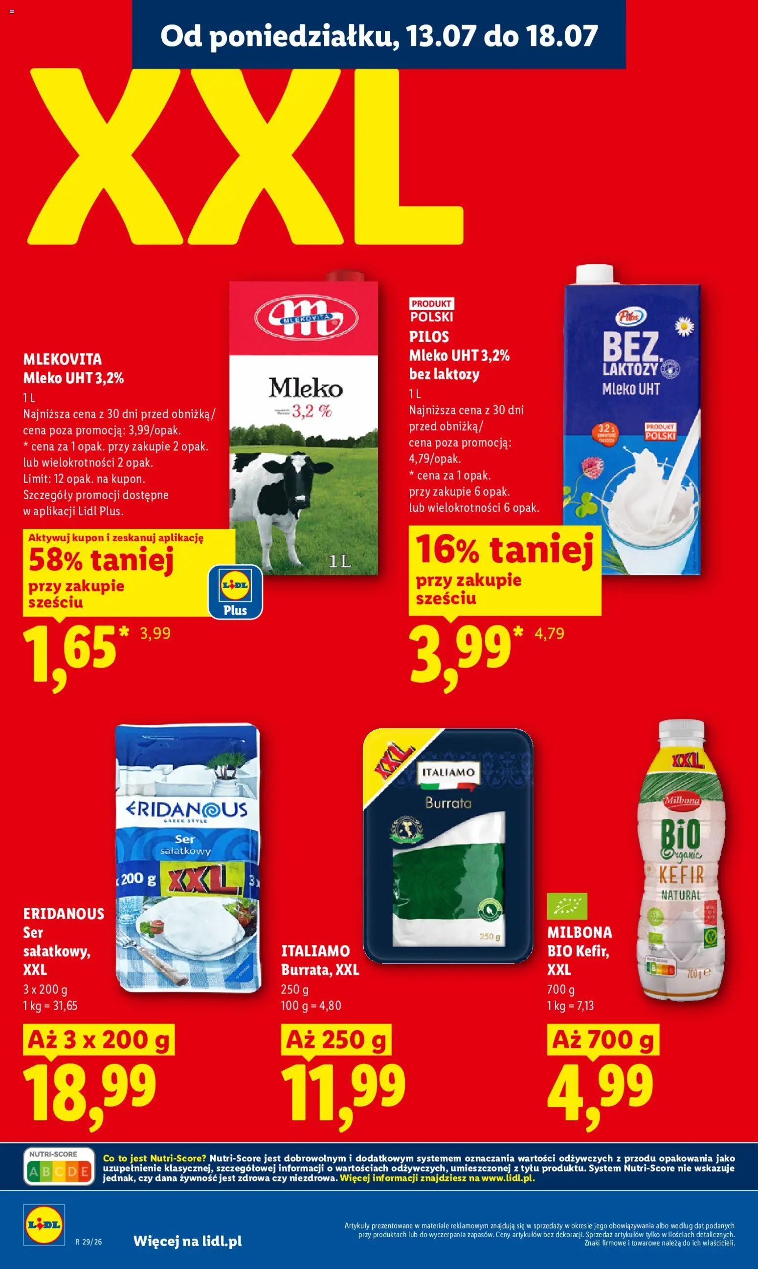 Lidl Polsko leták od 13.07.2026 | Strana: 50 | Produkty: Kefír, Mléko, Burrata, Milbona