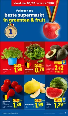 Avocado, los, € 1,29 per stuk, € 5,16 - € 2,58, voor 4 stuks, nr. 80616 - Voorbeeld van een folder van Lidl, geldig van 06/07/2026 | Pagina: 3