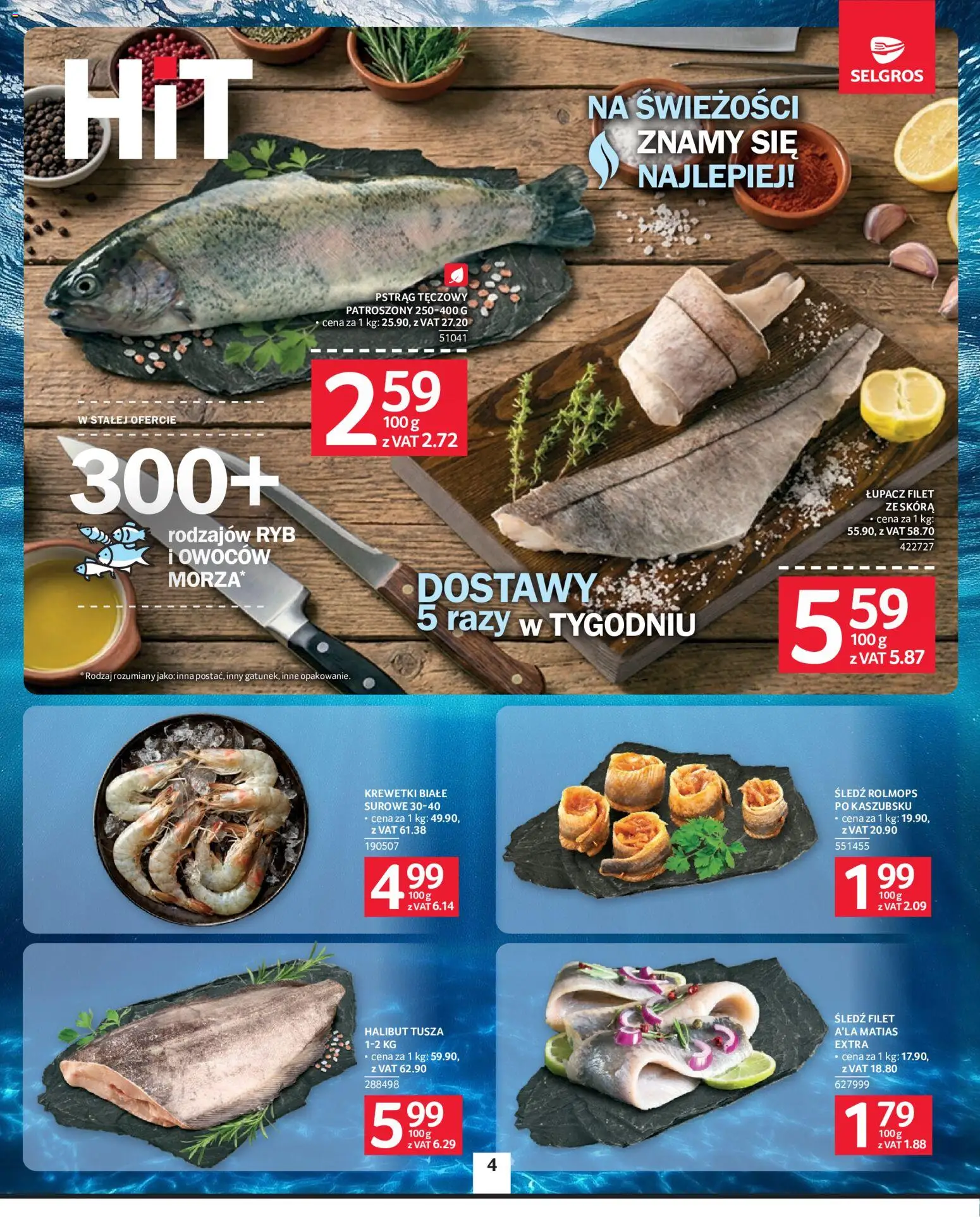 Selgros cash&carry gazetka od 21.05.2026 | Strona: 4 | Produkty: Pstrąg tęczowy, Śledź, Krewetki, Pstrąg