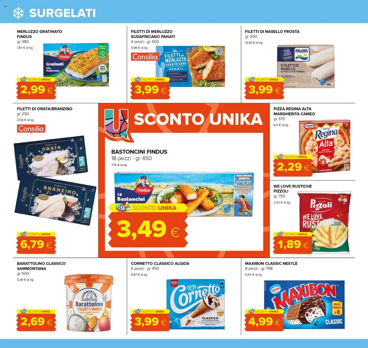 Volantino Oasi del 07.05.2026 | Pagina: 16 | Prodotti: Pizza, Cornetto, Branzino, Pesca