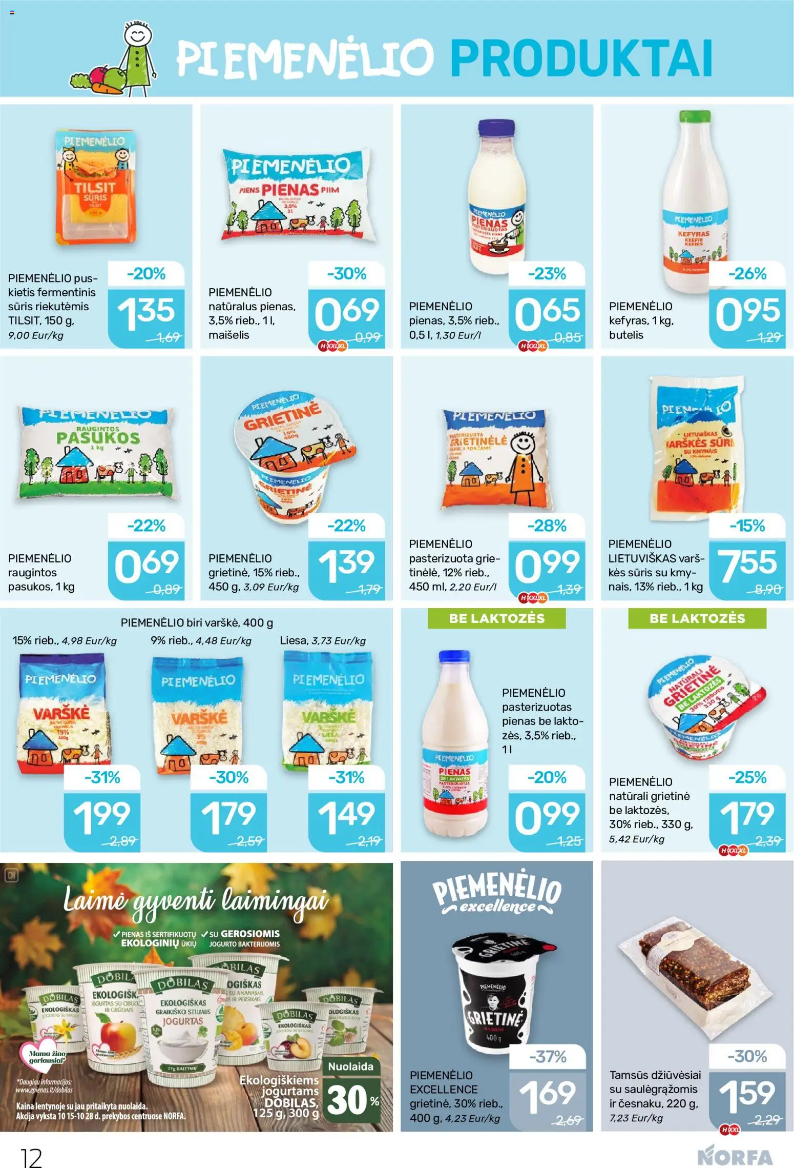 NORFA akcijos nuo 2026.10.15 | Puslapis: 12 | Prekių: Pienas, Jogurtas, Varškė, Grietinė
