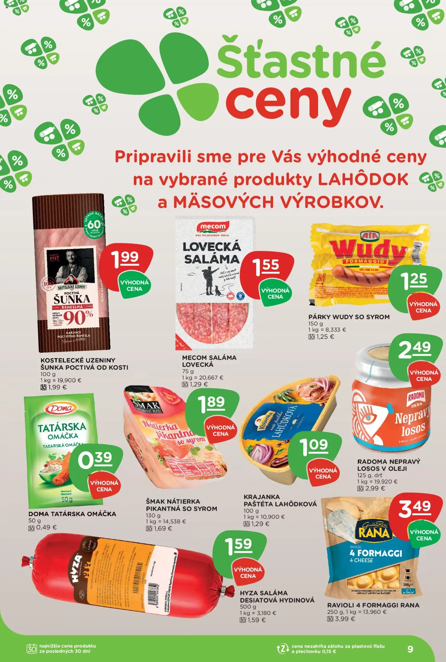 Nové Terno akcie – leták je platný od 16.07.2026 | Strana: 9 | Produkty: Šunka, Nátierka, Tatárska omáčka, Paštéta