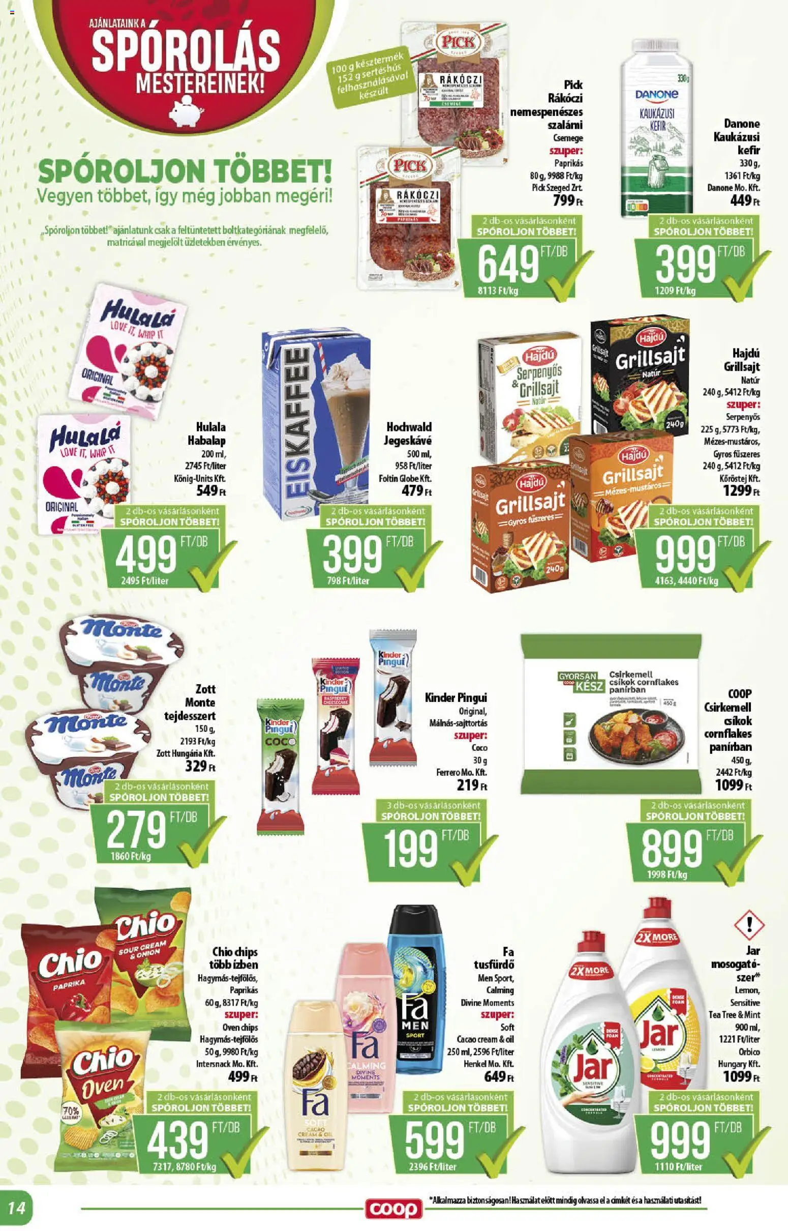 COOP akciós ujság - amely érvényes a következő dátumtól: 2026.07.23. | Oldal: 14 | Termékek: Kefir, Grillsajt, Jegeskávé, Szalámi