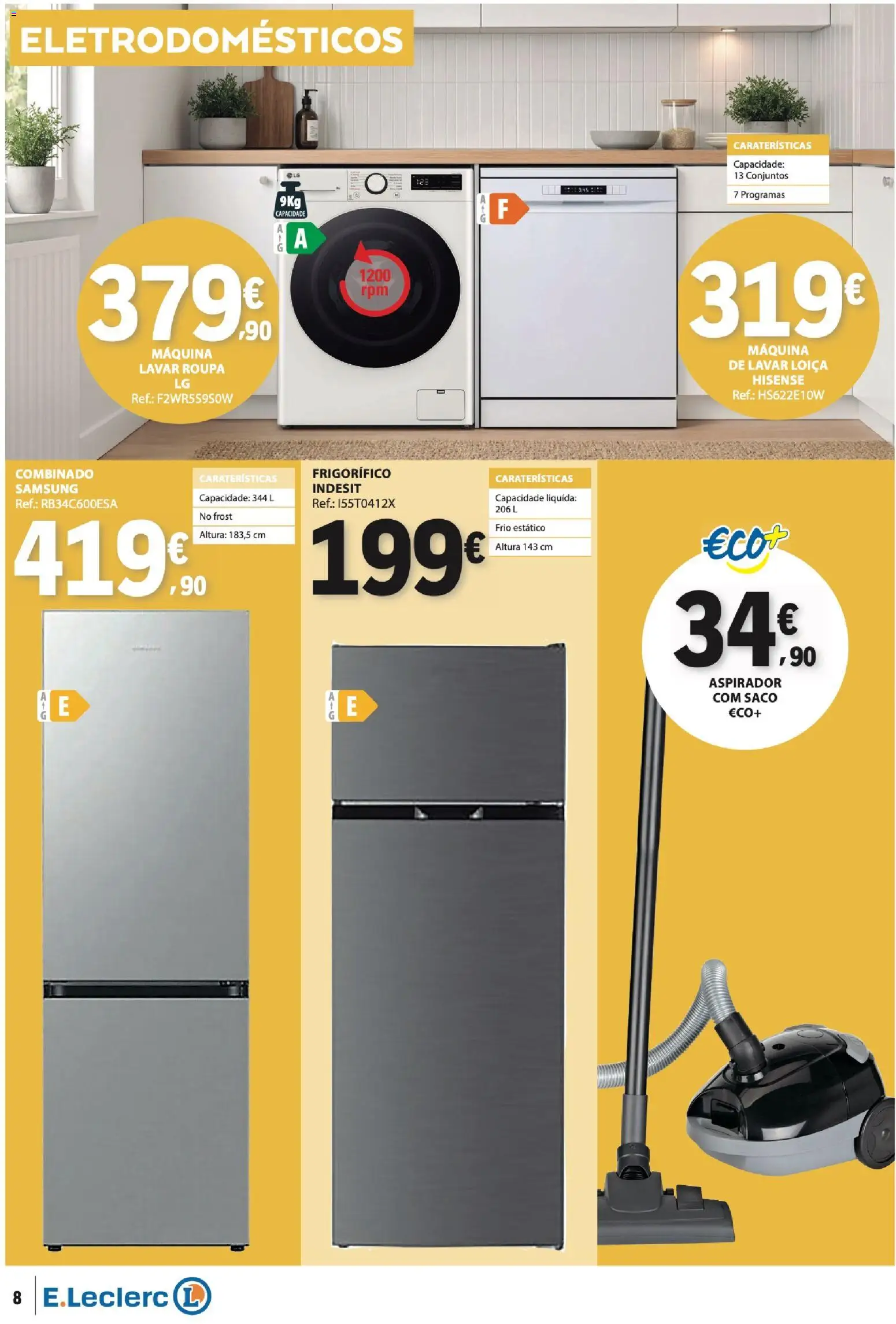 E.Leclerc - Folheto Não Alimentar │ válido de 27/08/2026 | Página: 8 | Produtos: Frigorífico, Aspirador, Saco