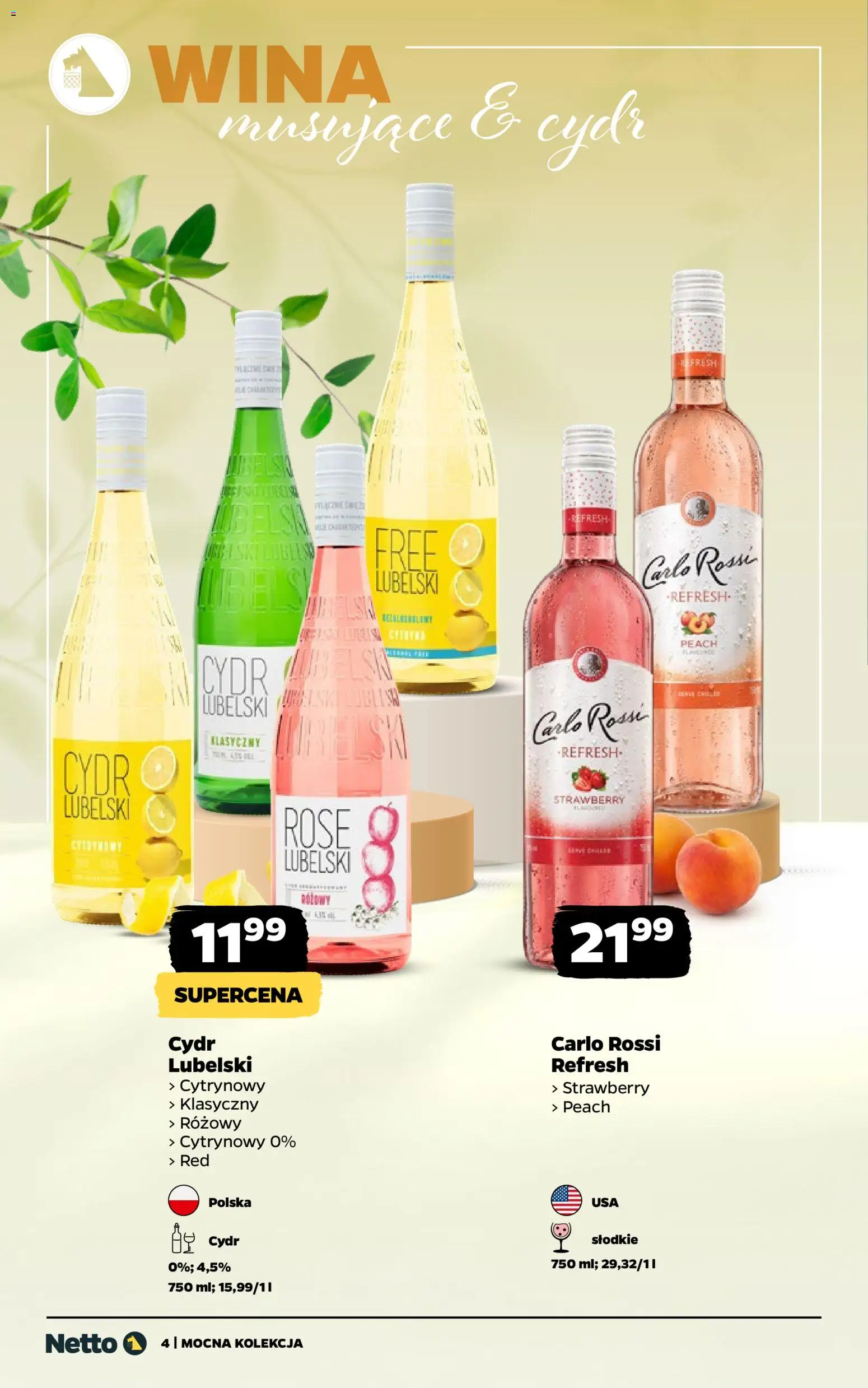 Netto gazetka - Wina od 08.06.2026 | Strona: 4 | Produkty: Cydr, Carlo Rossi