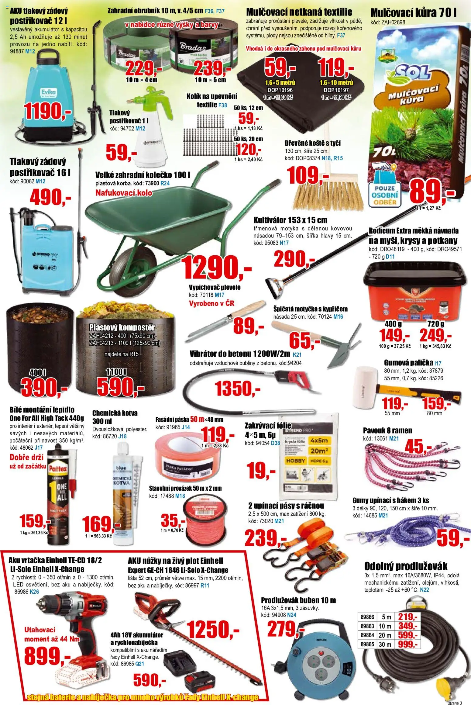 Eva supermarket leták od 22.07.2026 | Strana: 3 | Produkty: Buben, Kultivátor, Mulčovací kůra, Aku nůžky