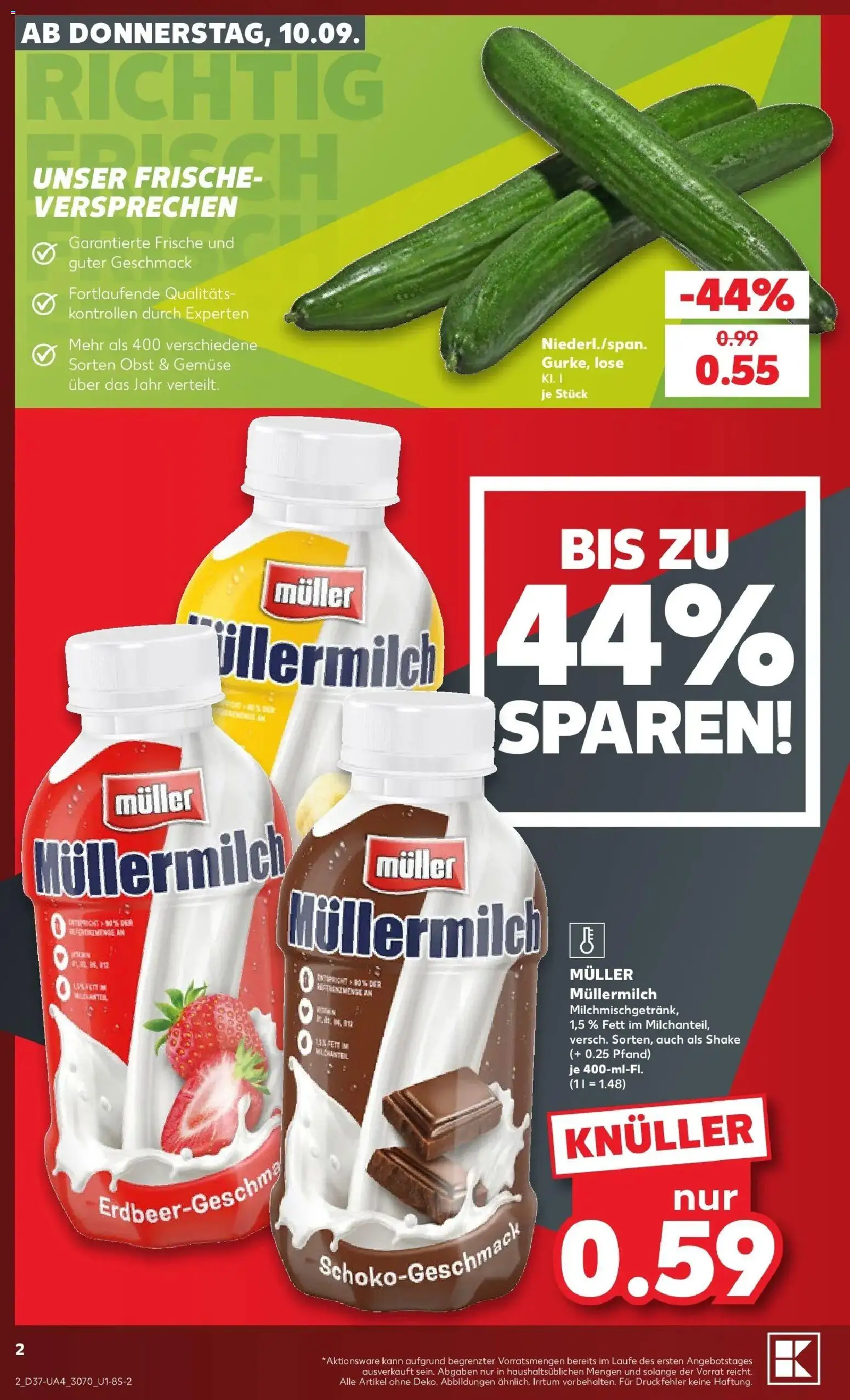 Prospekt Kaufland ab 10.09.2026 » Angebote Online zum Blättern | Seite: 2 | Produkte: Gemüse, Obst, Müllermilch, Muller mullermilch