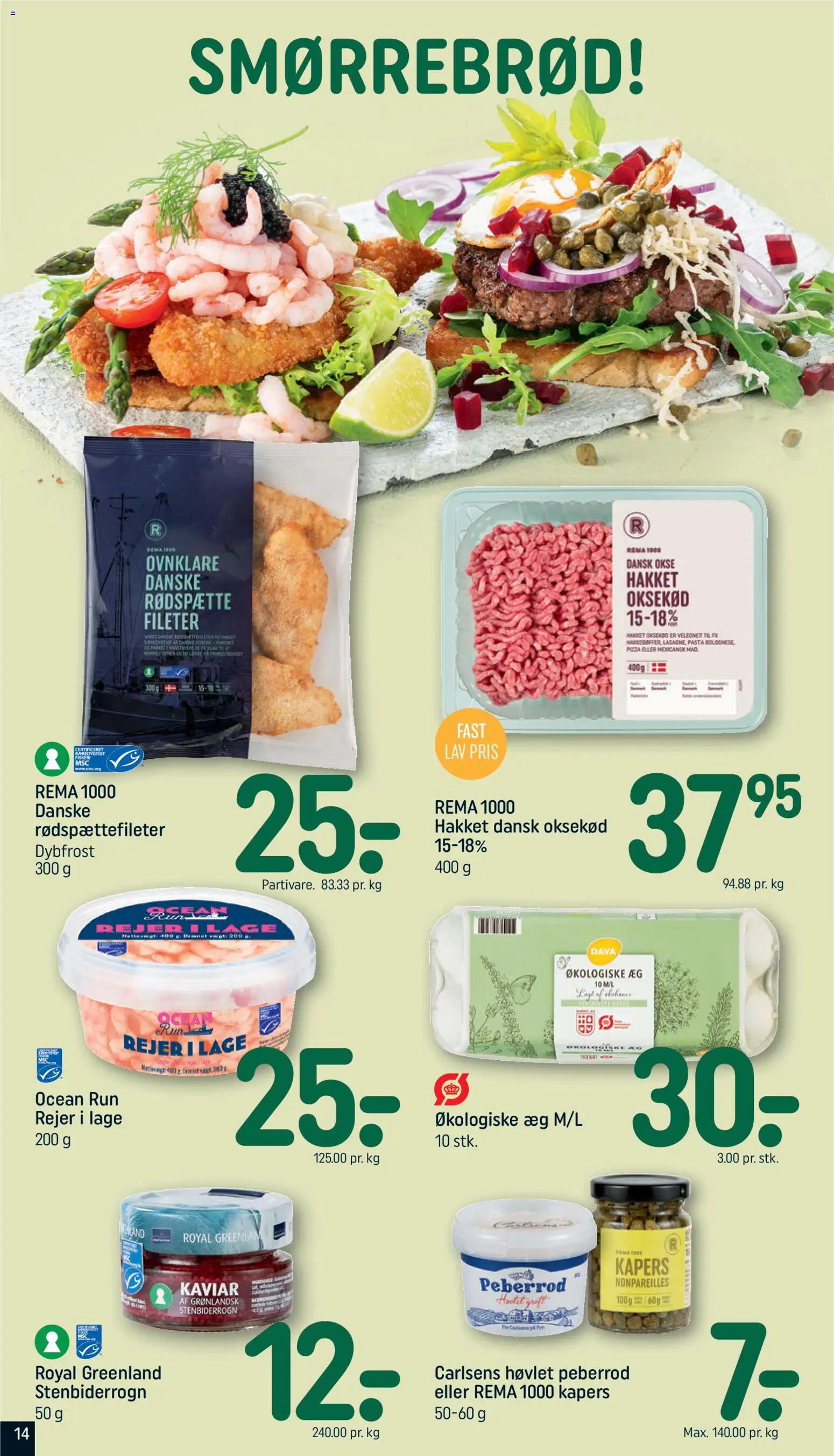 Rema 1000 tilbudsavis – gyldig fra 07.06.2026 | Side: 14 | Produkter: Æg, Pizza, Oksekød, Peberrod
