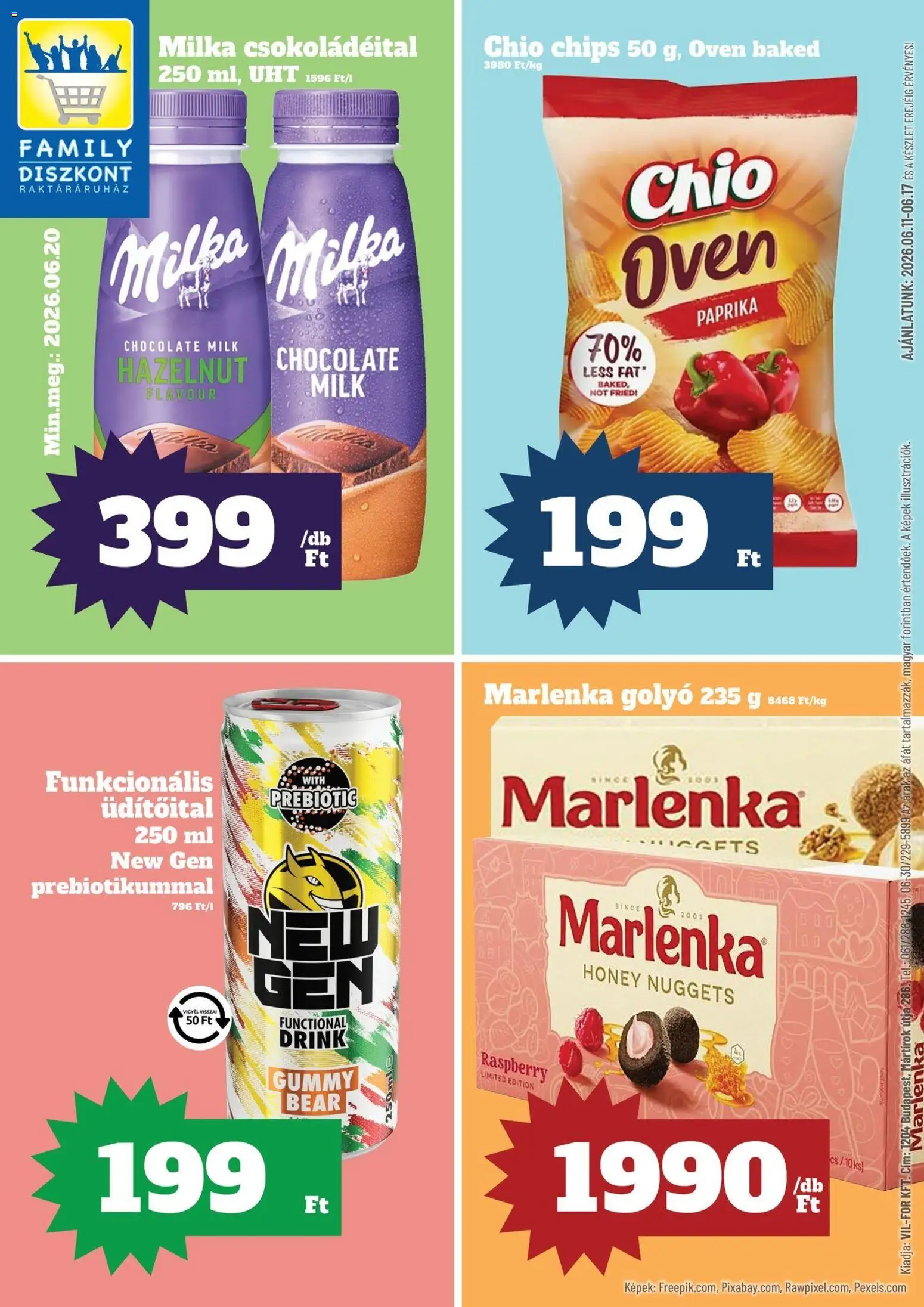 Family Diszkont akciós ujság - amely érvényes a következő dátumtól: 11.06.2026 | Oldal: 1 | Termékek: Chips, Nuggets