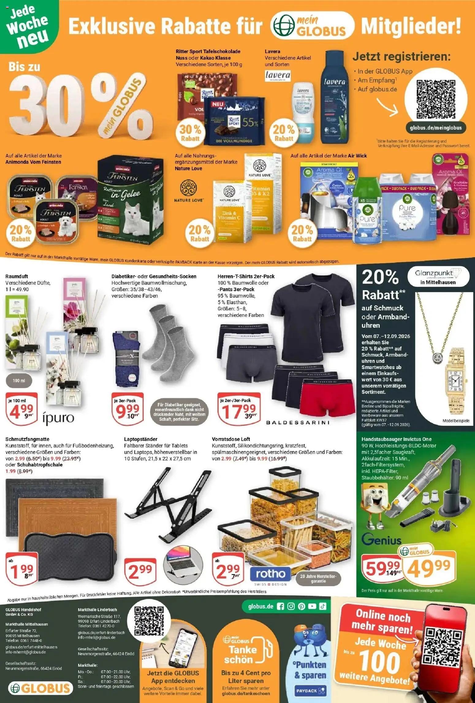 Globus Prospekt Erfurt-Linderbach – gültig ab 07.09.2026 | Seite: 31 | Produkte: Ritter sport, Schmutzfangmatte, Telefon, Uhr