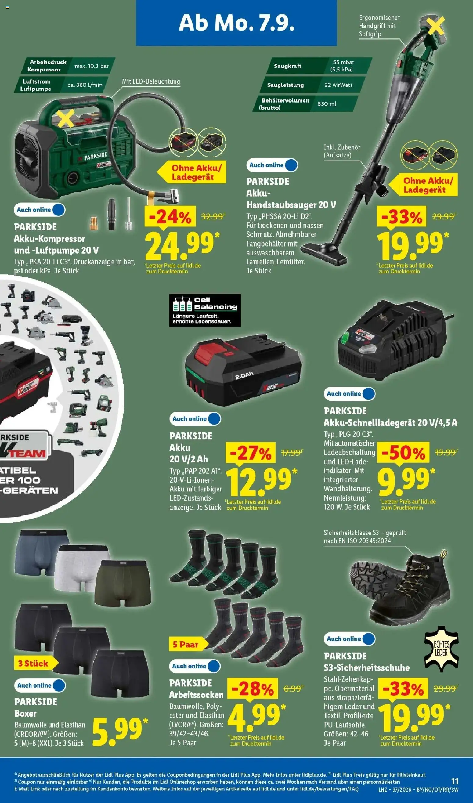 Lidl Prospekt Grimma (ab 07.09.2026) zum Blättern » Angebote | Seite: 29 | Produkte: Luftpumpe, Boxer, Ladegerät