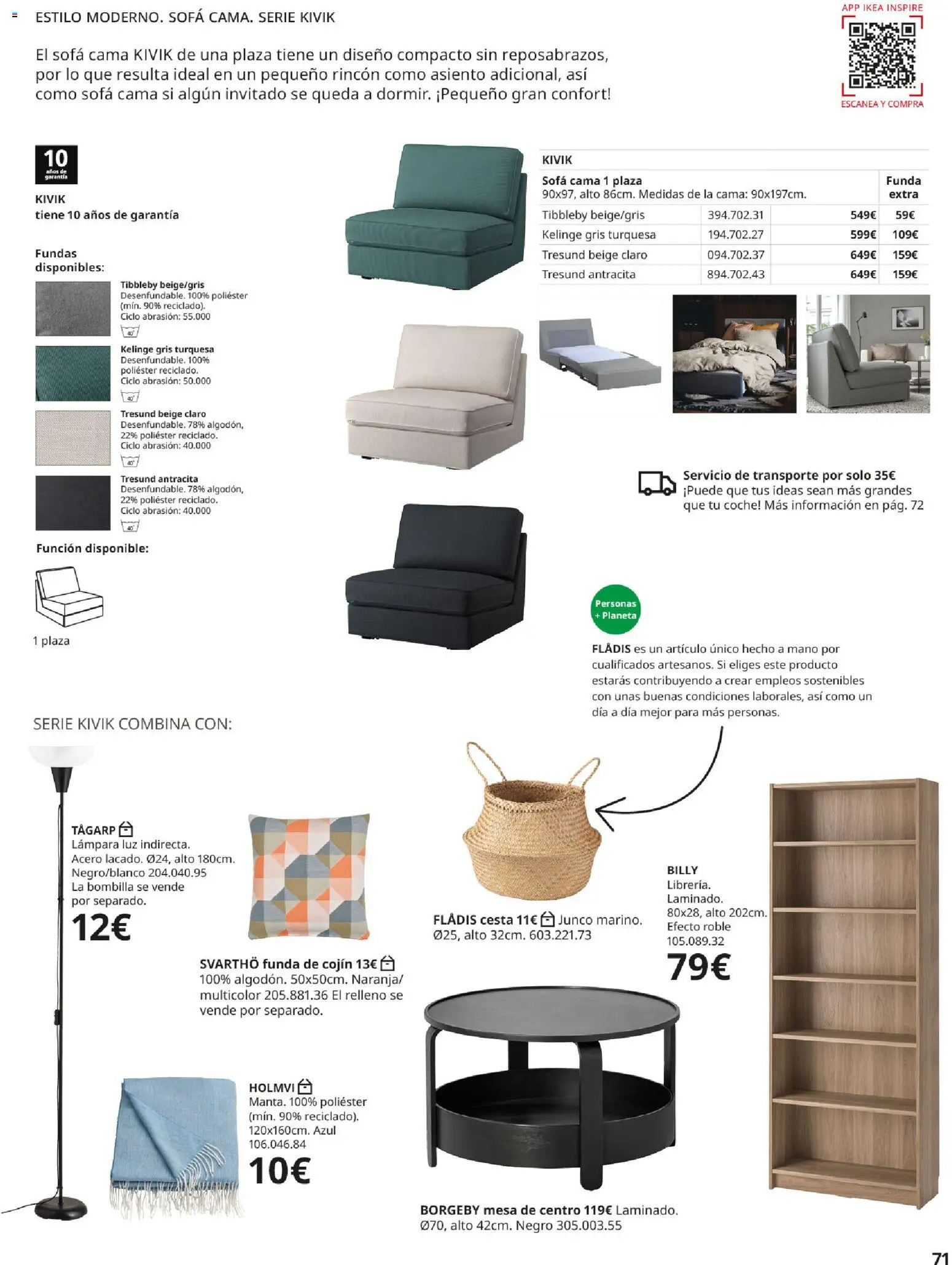 Catálogo IKEA Sofás │ válido desde el 07.05.2026 | Página: 71 | Productos: Bombilla, Funda de cojín, Cama, Mesa