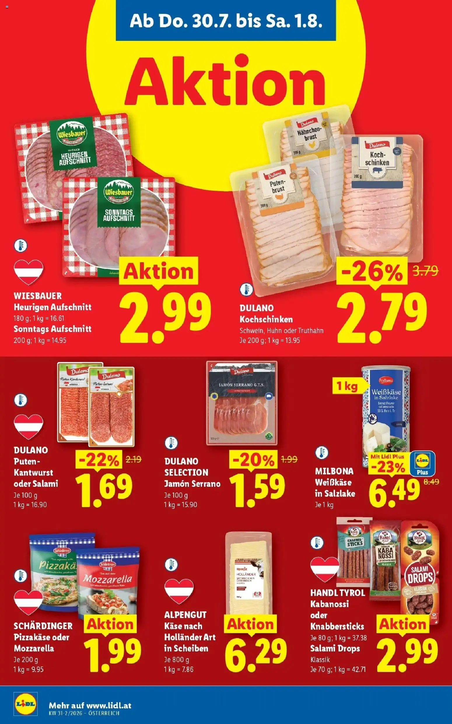 Lidl Flugblatt - Jenbach, Eferding, Dornbirn gültig ab 30.07.2026 | Seite: 14 | Produkte: Weißkäse, Puder, Käse, Salami