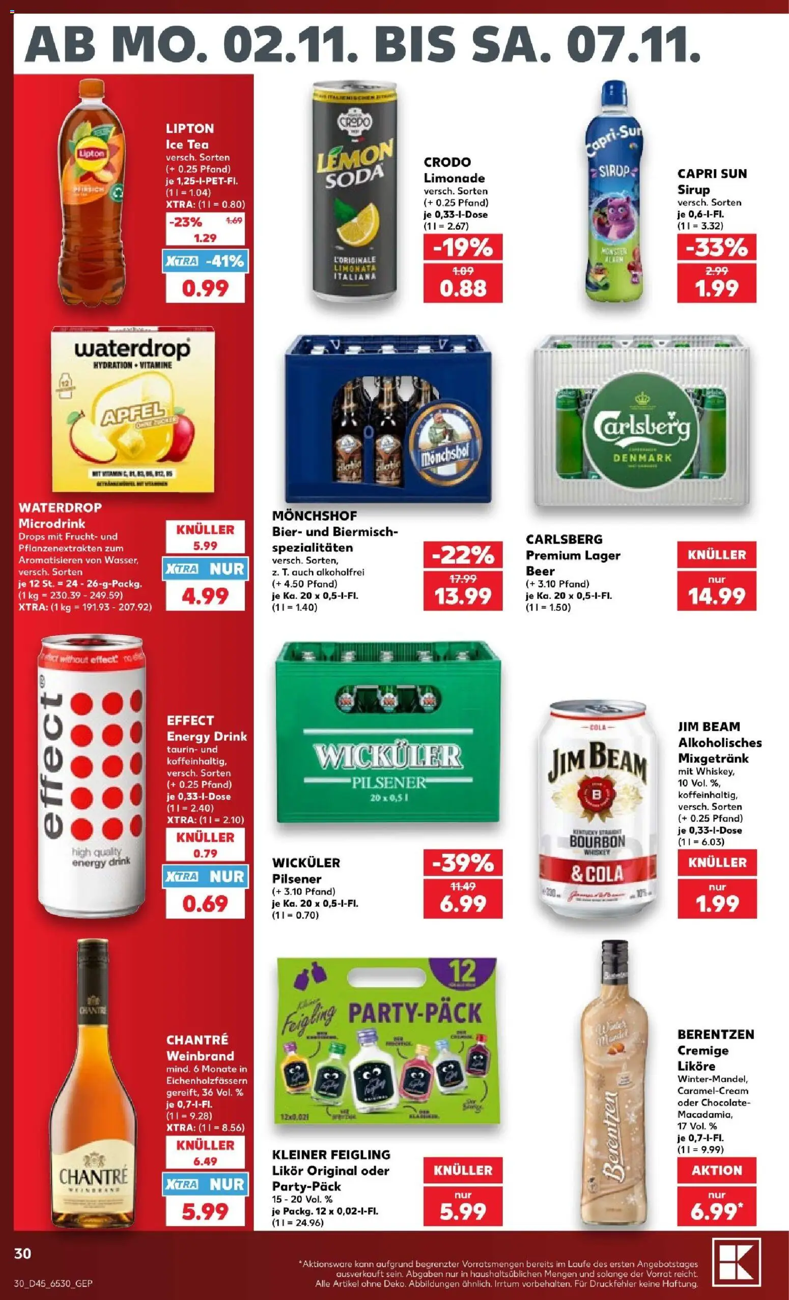 Kaufland Prospekt – gültig ab 02.11.2026 | Seite: 30 | Produkte: Likör, Spezialitäten, Pfirsich, Bourbon