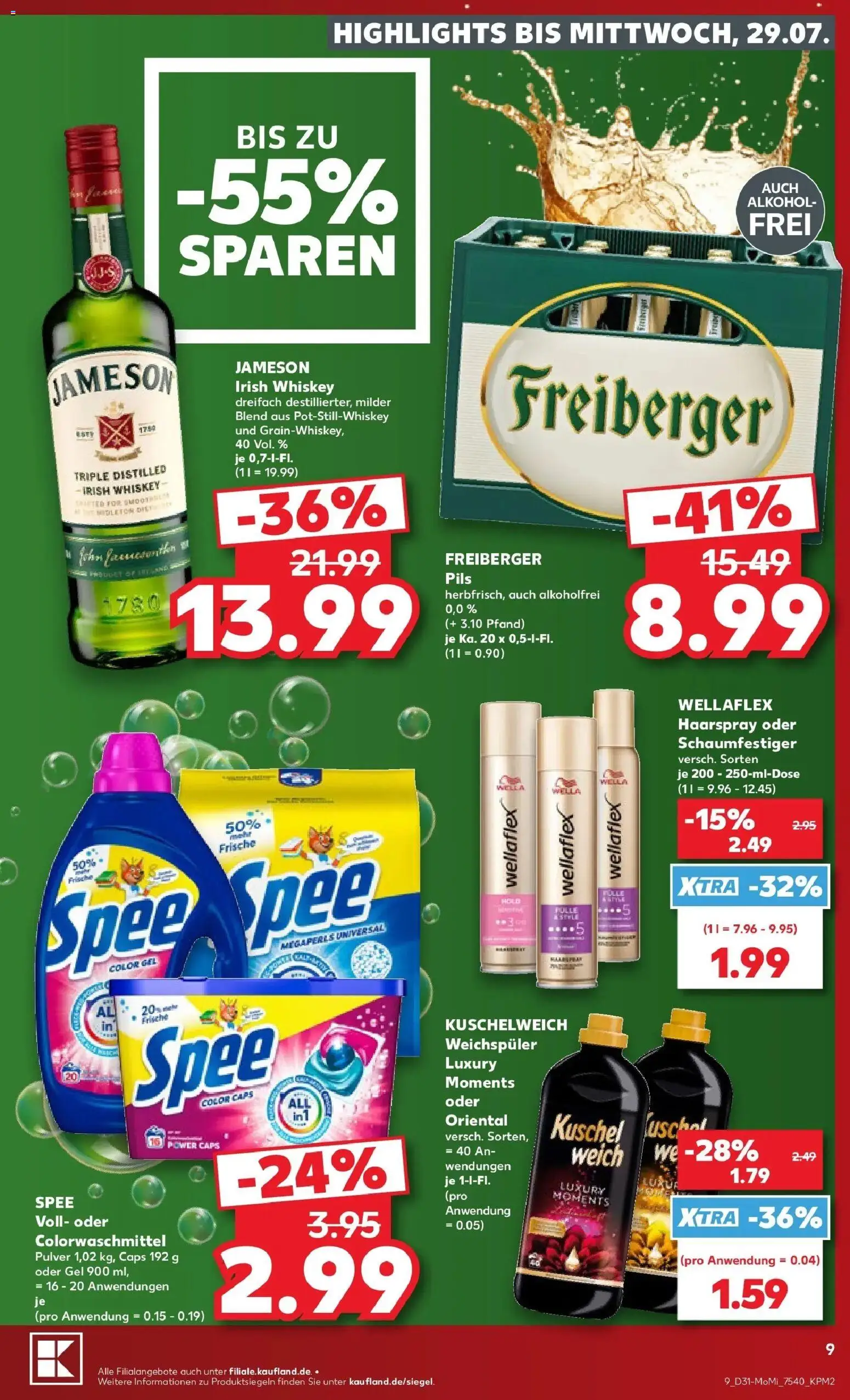 Kaufland Prospekt Berlin – gültig ab 27.07.2026 | Seite: 9 | Produkte: Pils, Kuschelweich, Jameson, Whiskey