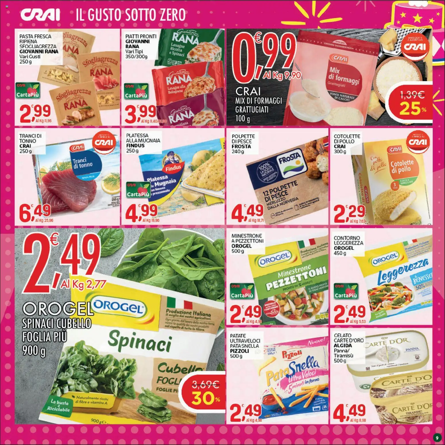 Volantino CRAI del 01/10/2026 | Pagina: 9 | Prodotti: Merluzzo, Pasta, Tonno, Lasagne