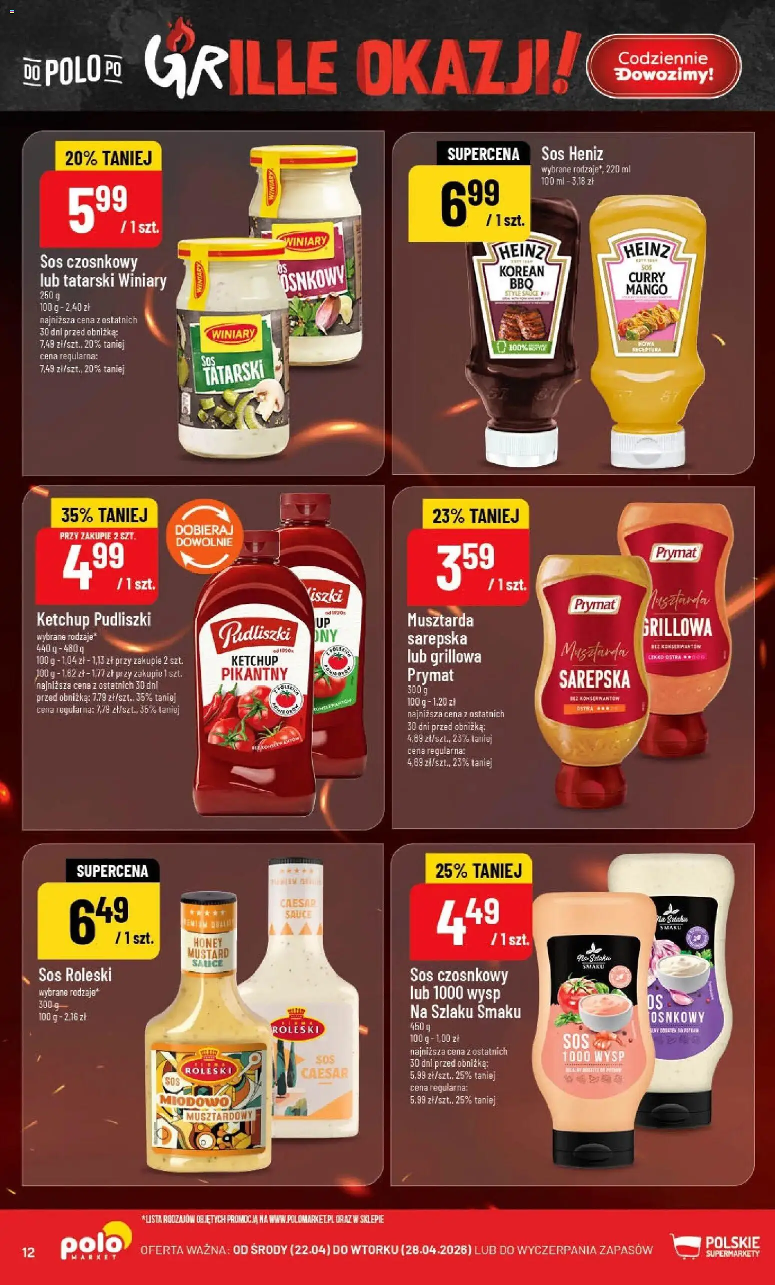 POLOmarket gazetka od 22.04.2026 | Strona: 12 | Produkty: Mango, Ketchup, Sos czosnkowy, Musztarda