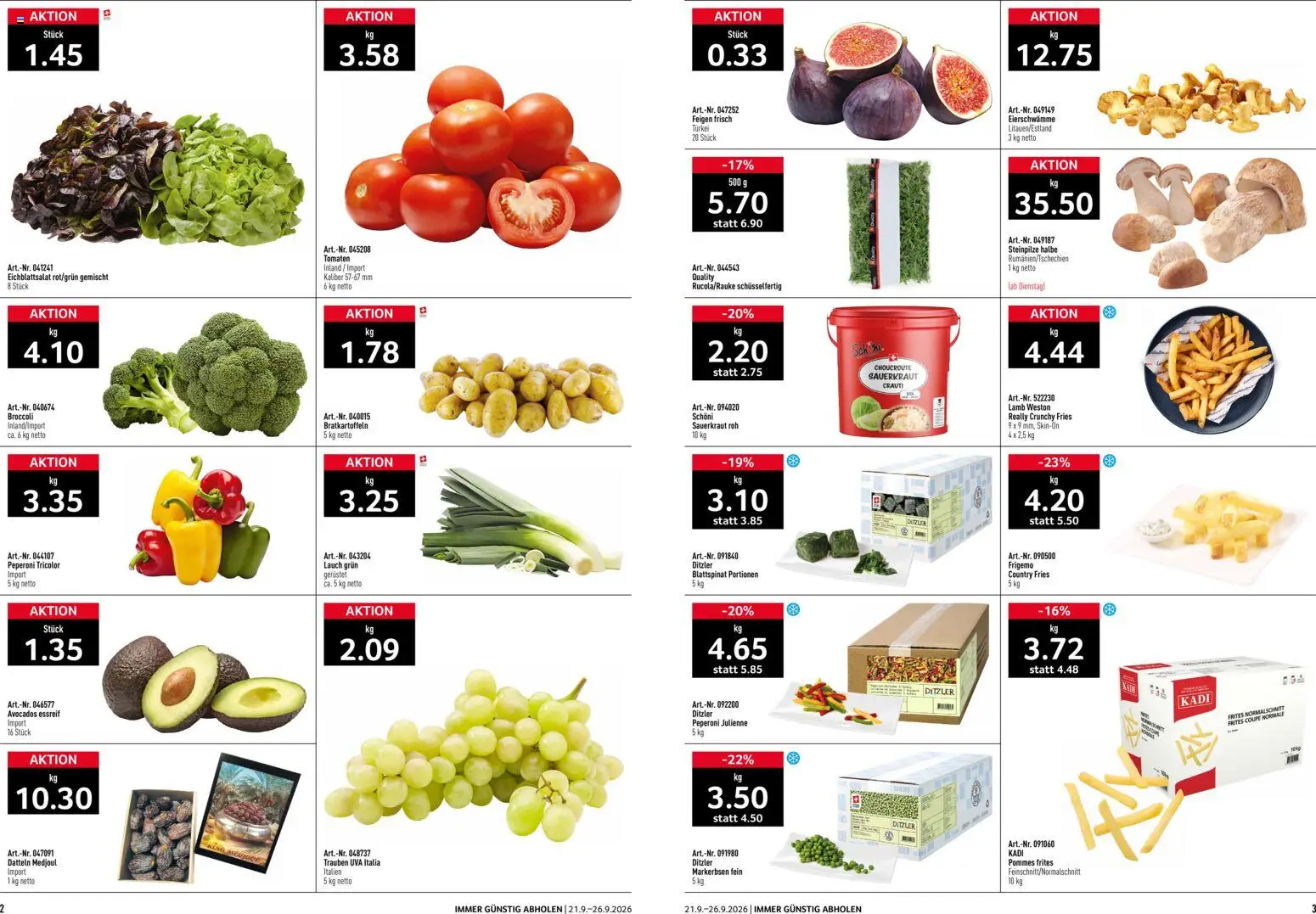 Prodega aktionen – gültig ab 21.09.2026 | Seite: 2 | Produkte: Pommes Frites, Tomaten