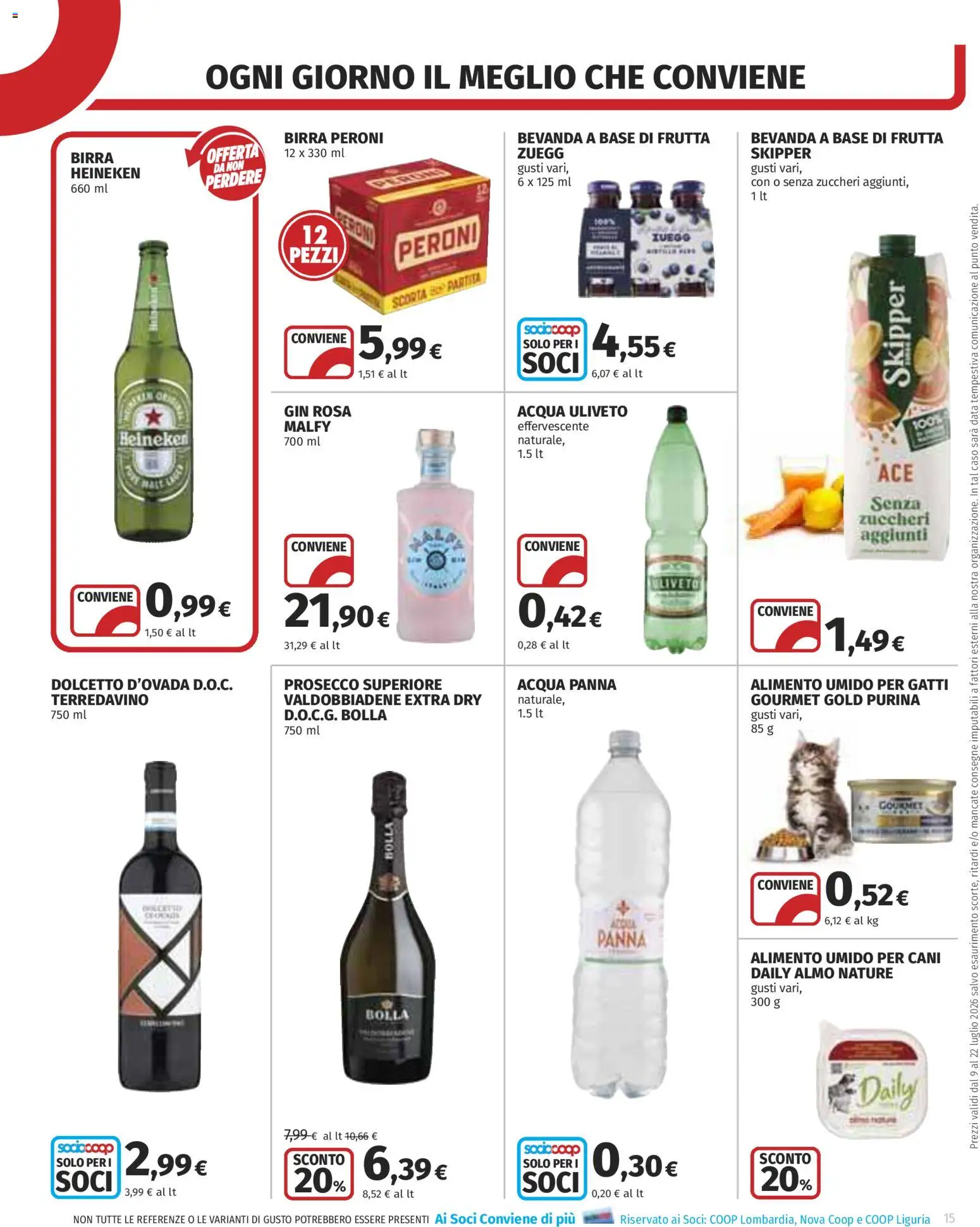 Volantino COOP del 09/07/2026 | Pagina: 15 | Prodotti: Acqua Panna, Panna, Prosecco, Data