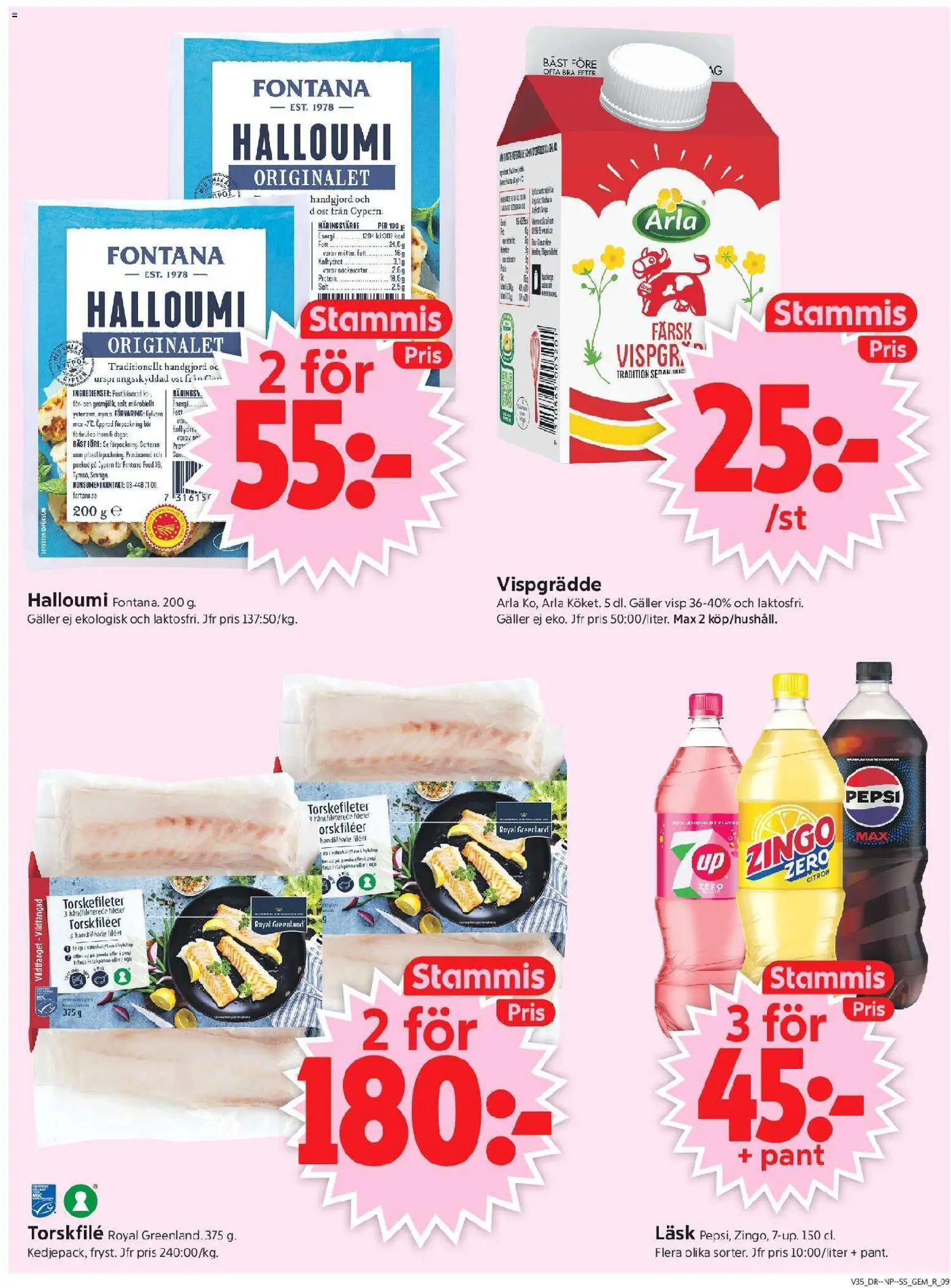 ICA Supermarket reklamblad aktuell från 24/08/2026 | Sida: 11 | Produkter: Salt, Torskfile, Halloumi, Ingredienser