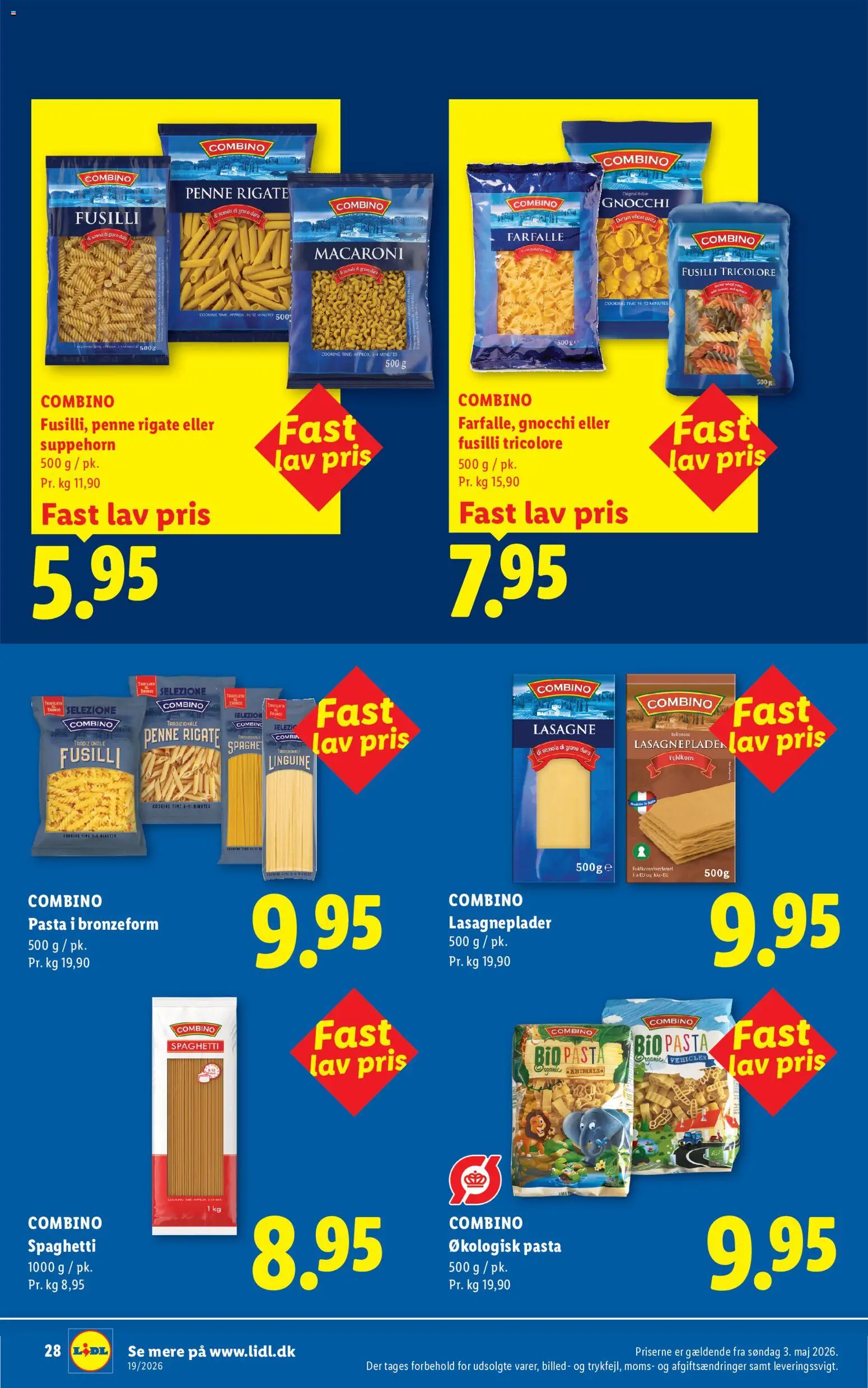 Lidl tilbudsavis – gyldig fra 03.05.2026 | Side: 28 | Produkter: Spaghetti, Pasta, Lasagneplader, Carpete