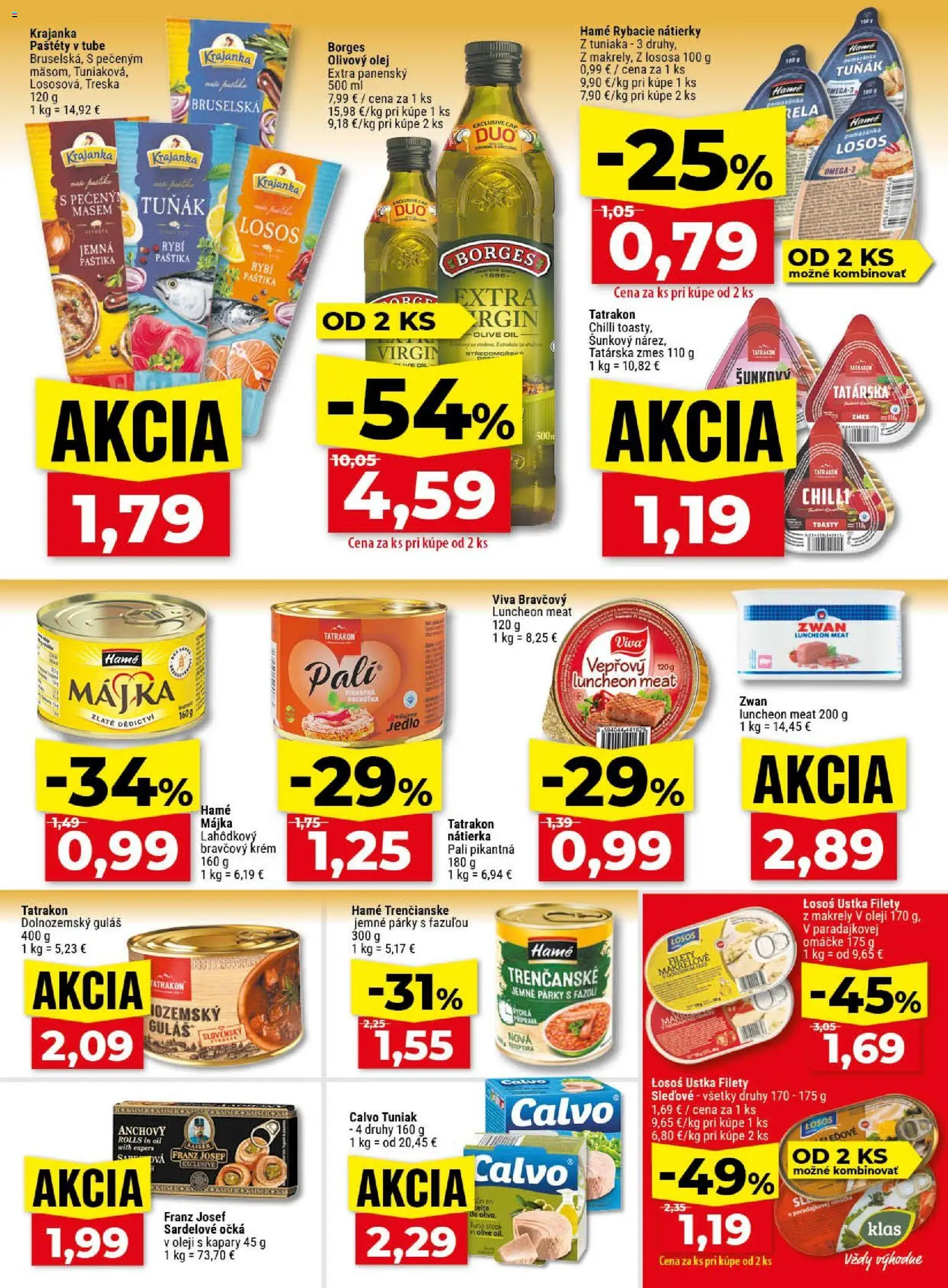 Nové Klas akcie – leták je platný od 11.05.2026 | Strana: 16 | Produkty: Tuniak, Chilli, Krém, Párky