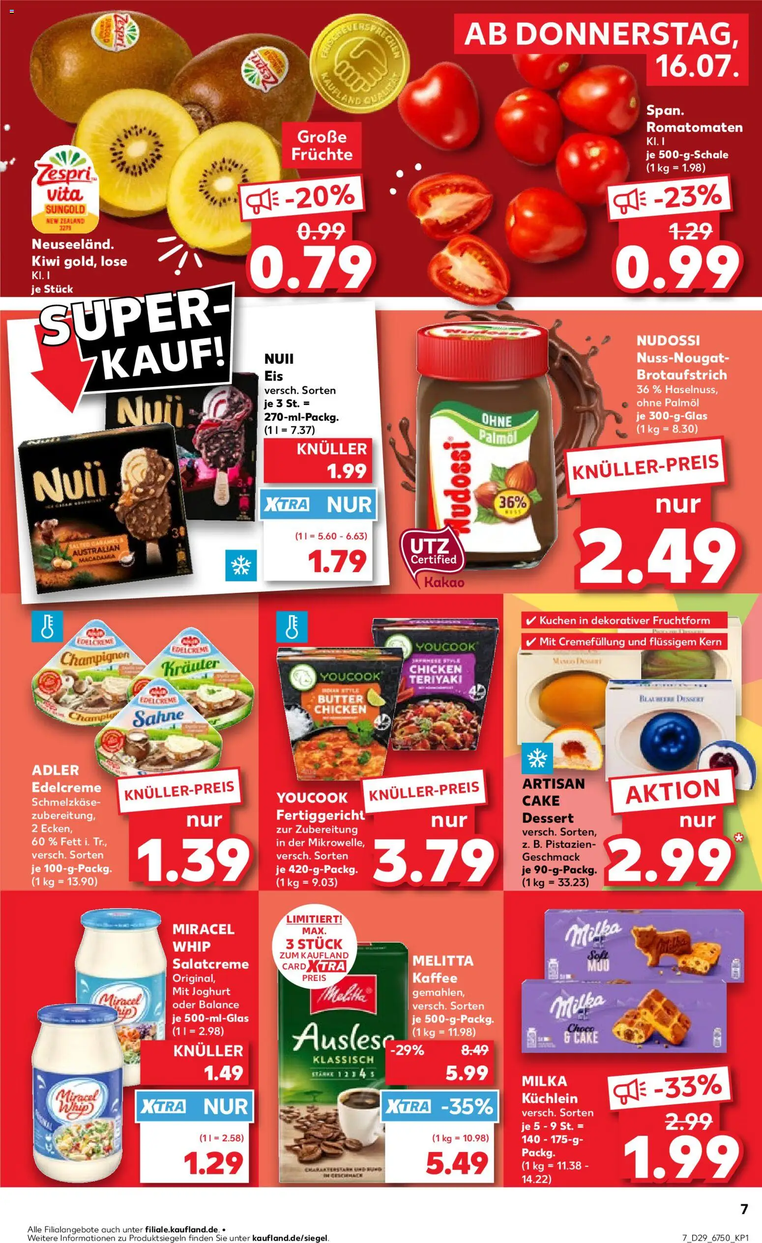 Kaufland Prospekt Potsdam – gültig ab 16.07.2026 | Seite: 7 | Produkte: Butter, Kaffee, Milka, Kiwi