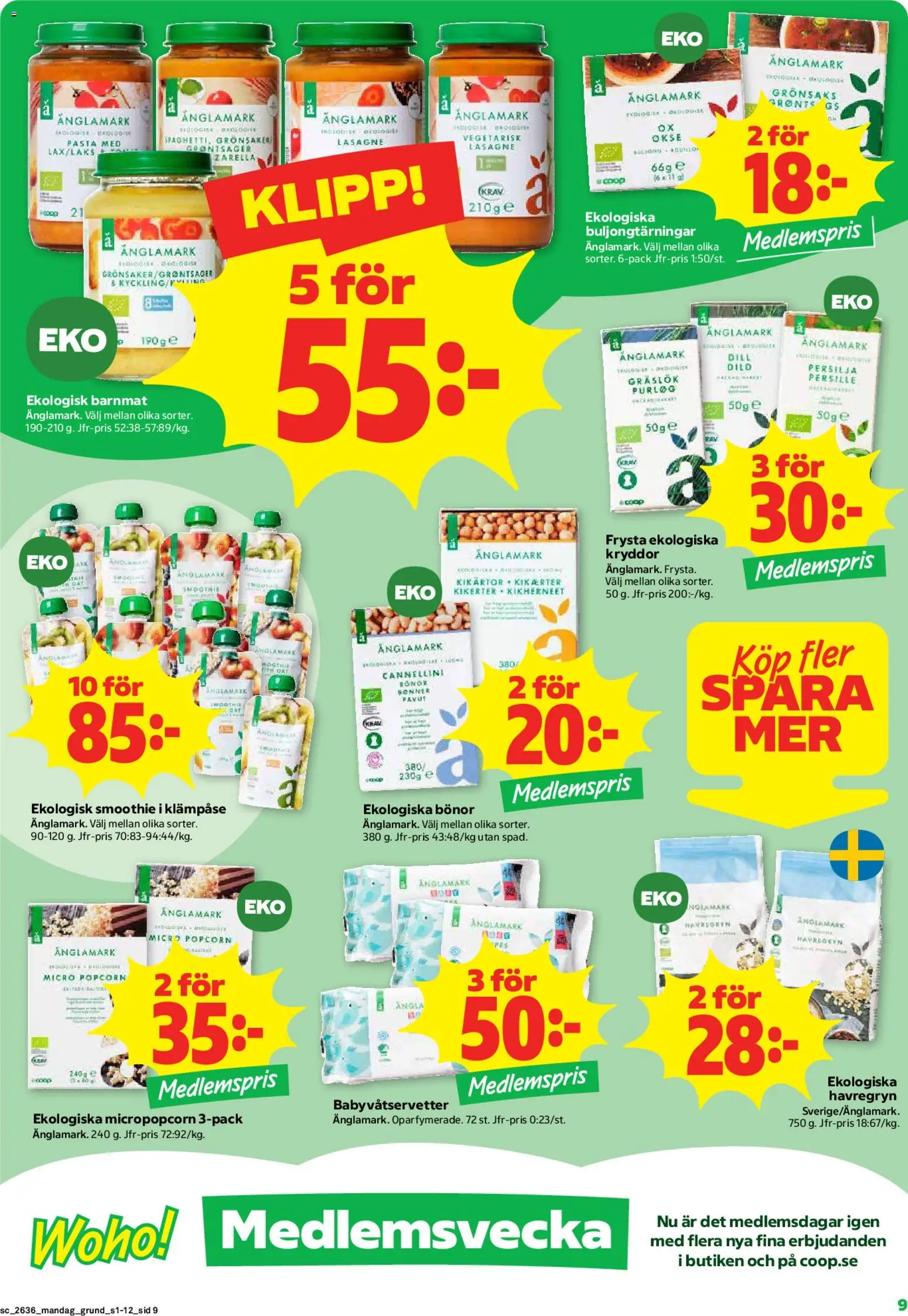 Stora Coop reklamblad aktuell från 31/08/2026 | Sida: 9 | Produkter: Havregryn, Bönor, Persilja, Grönsaker